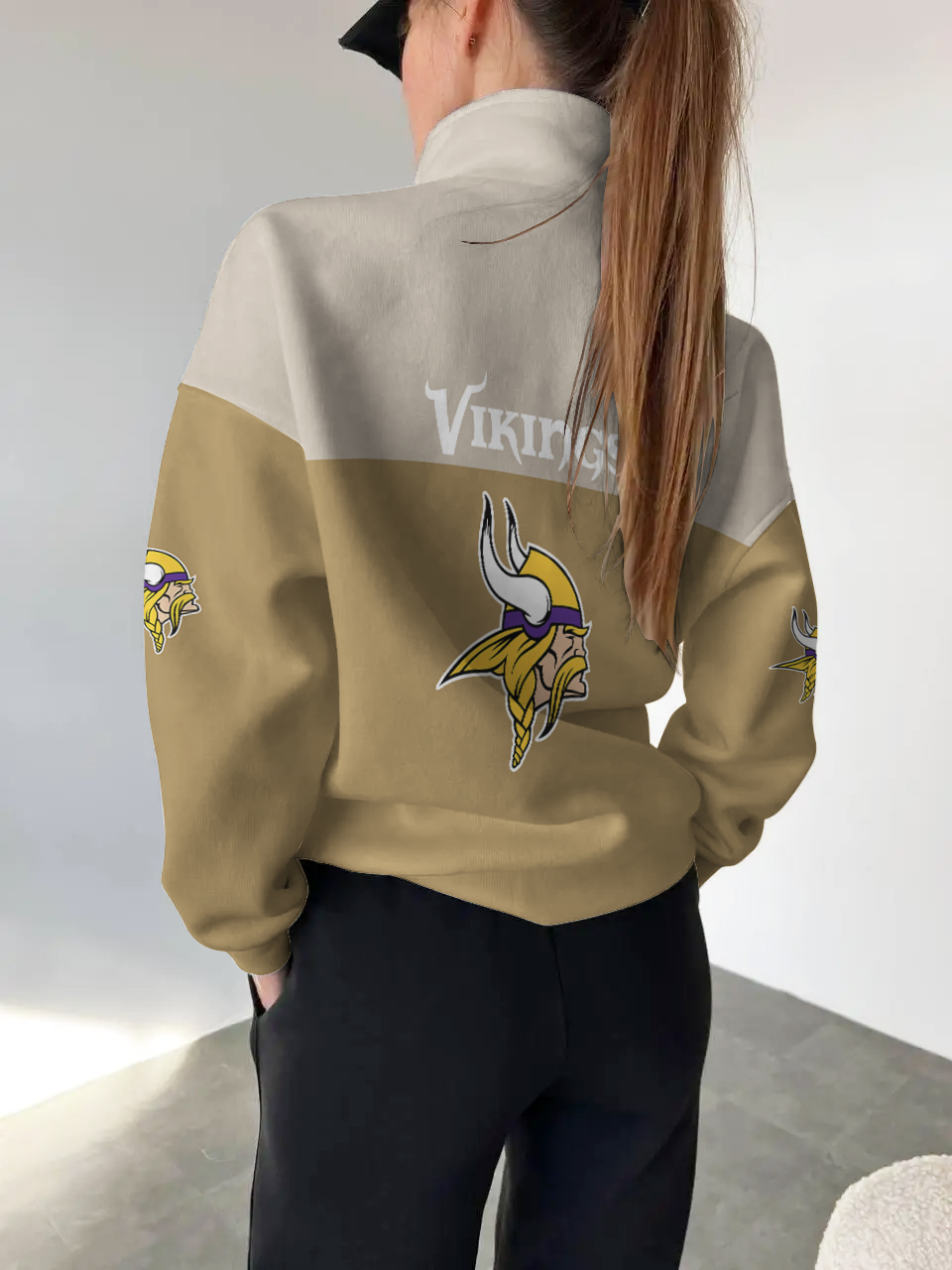 Minnesota Vikings  2025 New Design Casual Snap  Mockneck Pullover