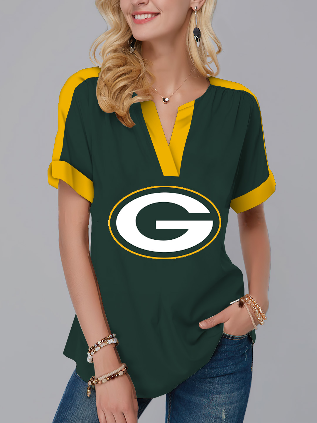 New  Fashion Short Sleeve V-Neck Shirt
