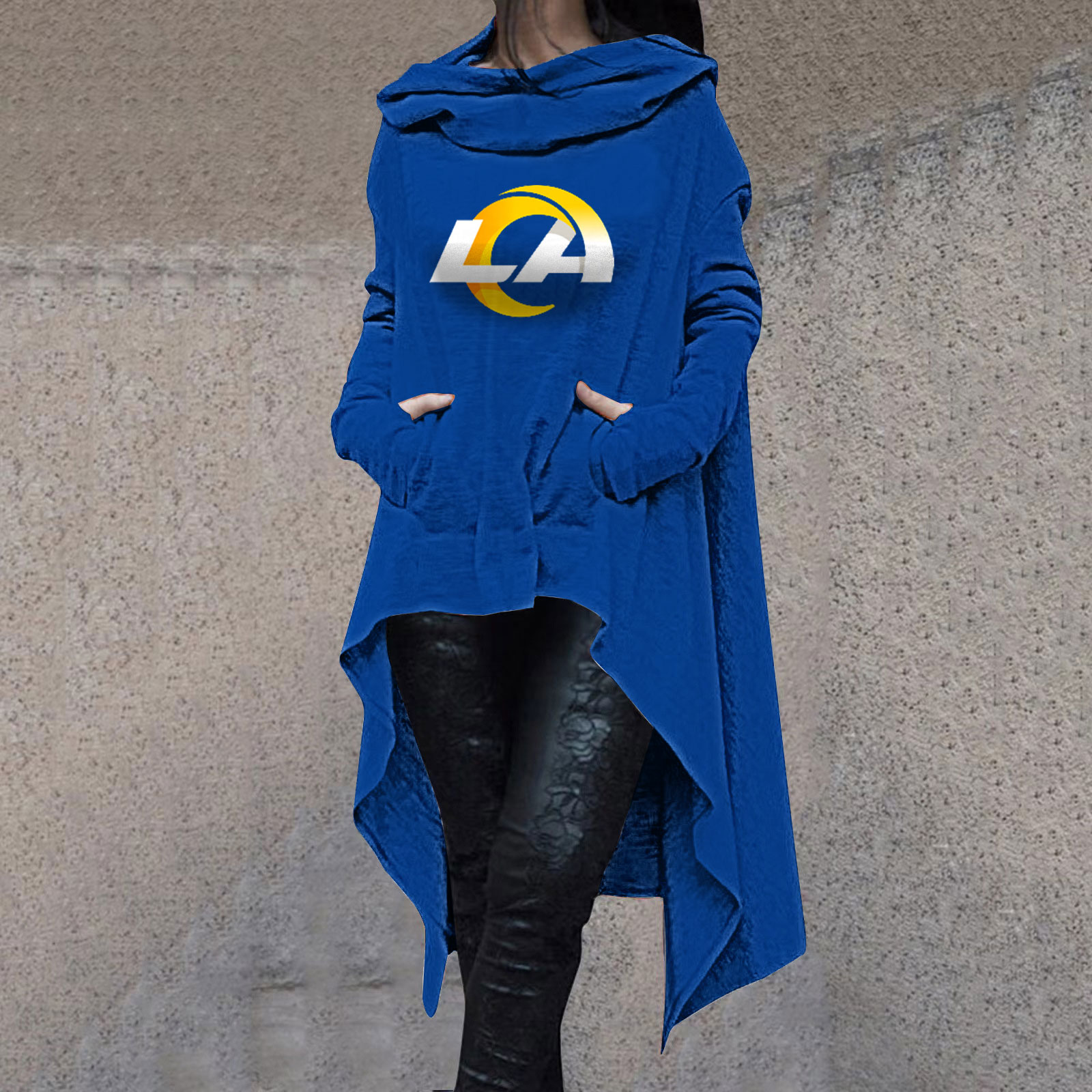 Fashionable Print Irregular Long Sleeve Sweatshirt