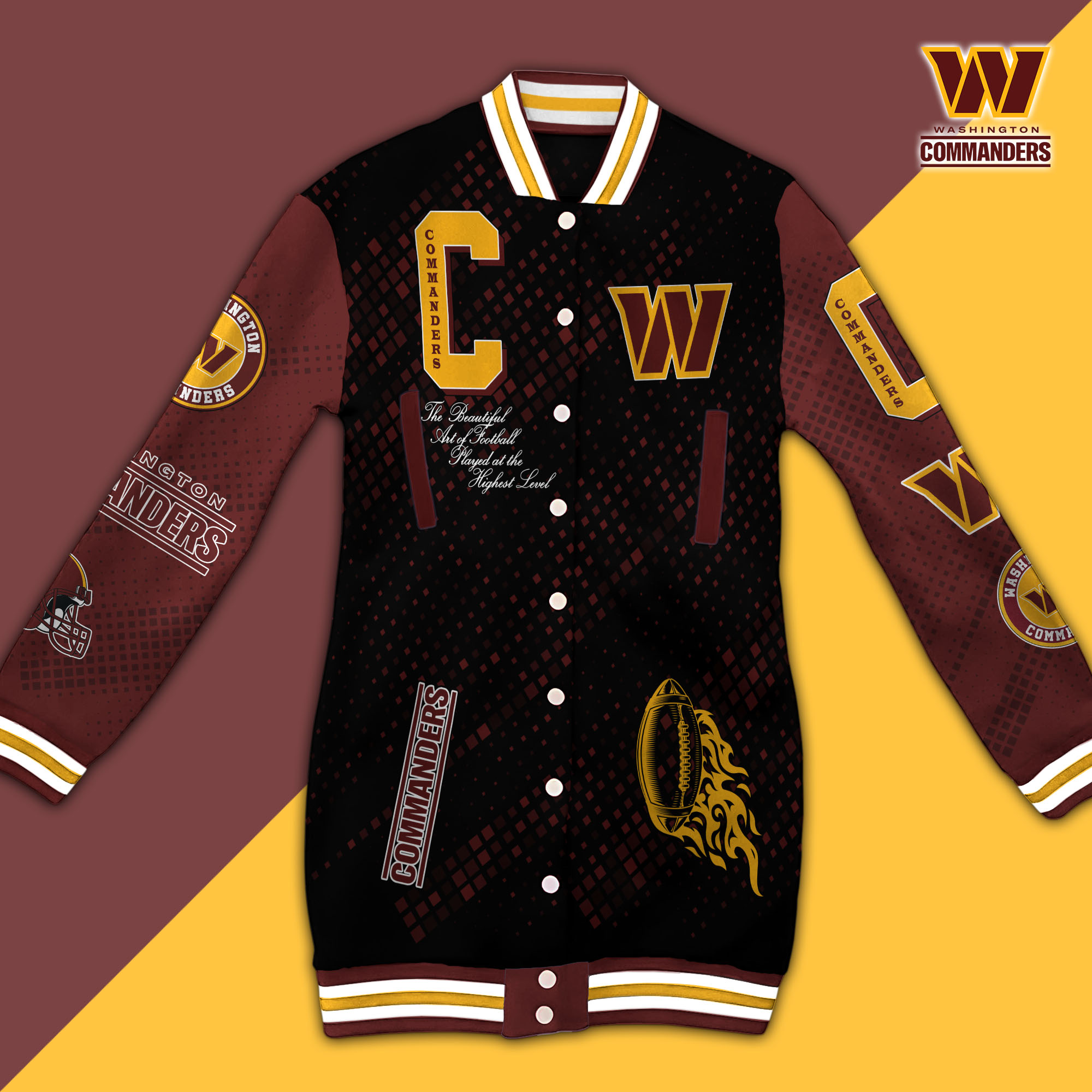 Washington Commanders Limited Edition Button Down Long Sleeve Jacket Dress