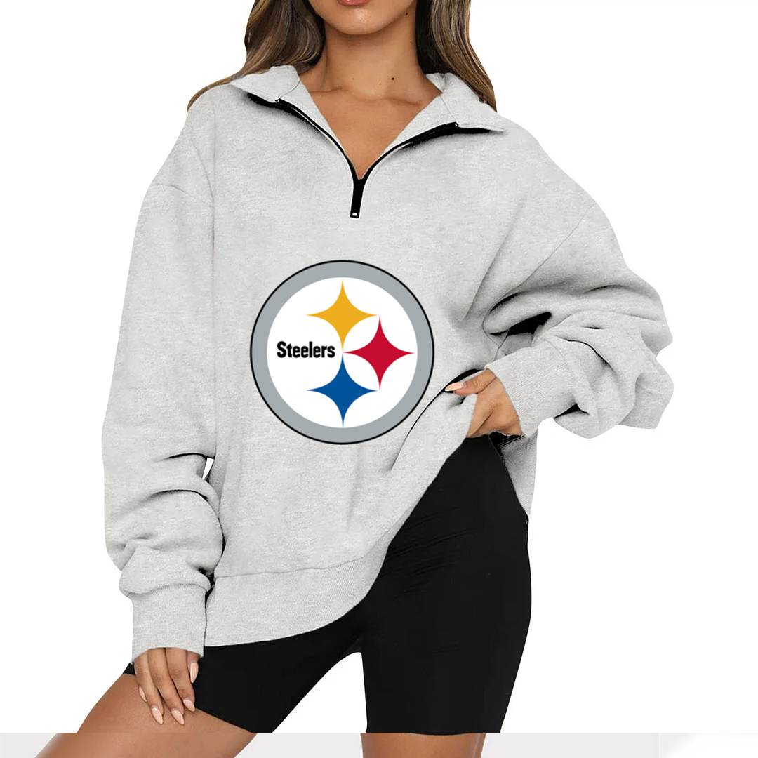 New Ladies Sports Leisure Lapel Zipper Sweatshirt