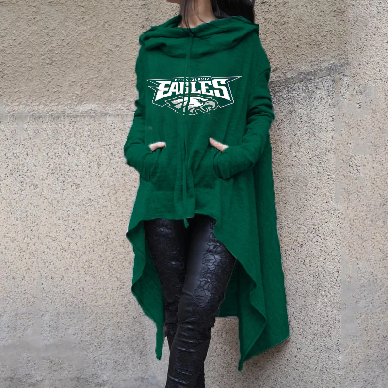 Fashionable Print Irregular Long Sleeve Sweatshirt