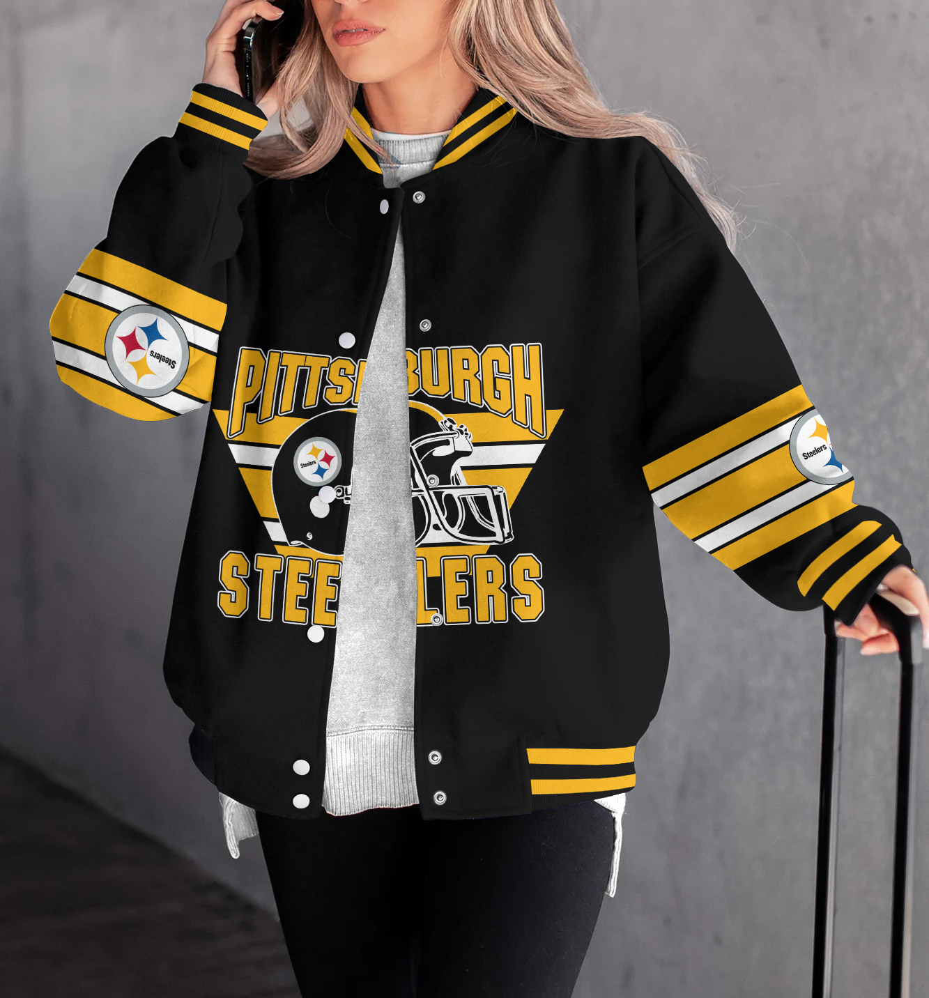 Pittsburgh Steelers Women's Long Pass Full- Snap Casual Jacket