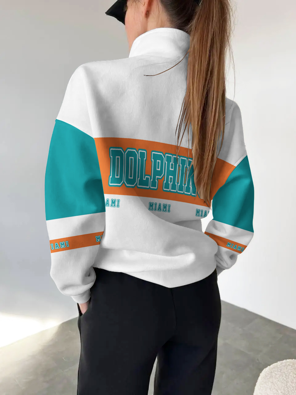 Miami Dolphins 2025 New Design Casual Snap  Mockneck Pullover