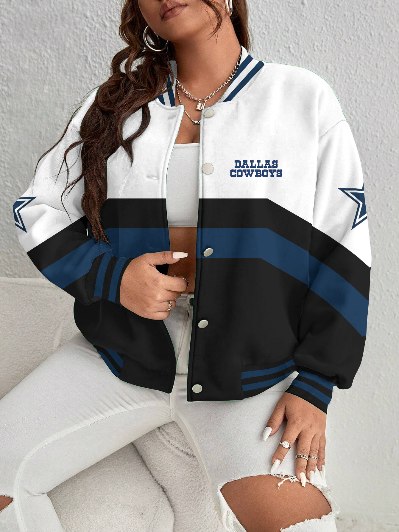 Dallas Cowboys Women's Long Pass Full- Snap Casual Jacket