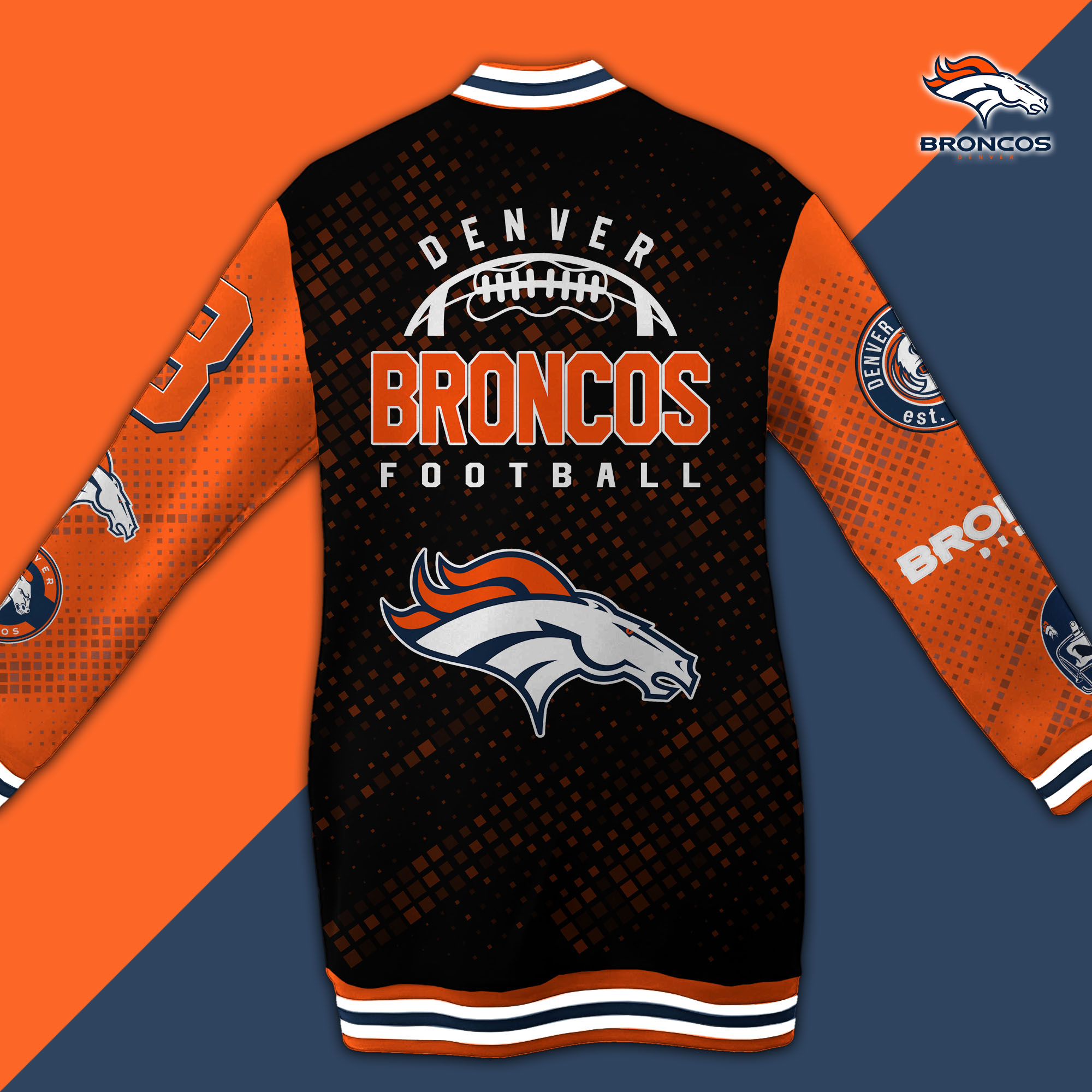 Denver Broncos Limited Edition Button Down Long Sleeve Jacket Dress