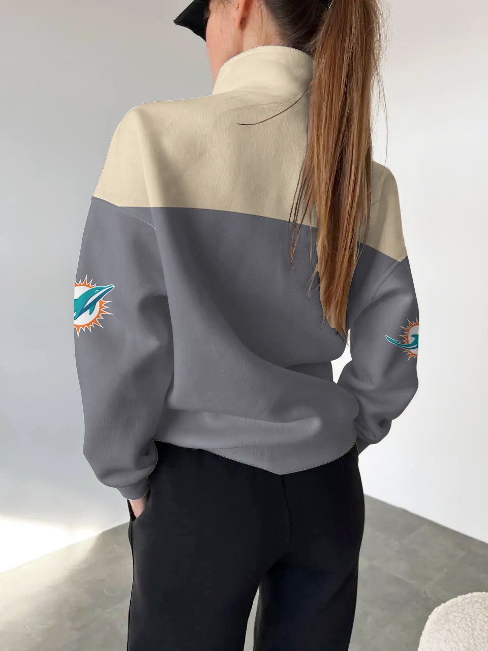 Miami Dolphins 2025 New Design Casual Snap  Mockneck Pullover