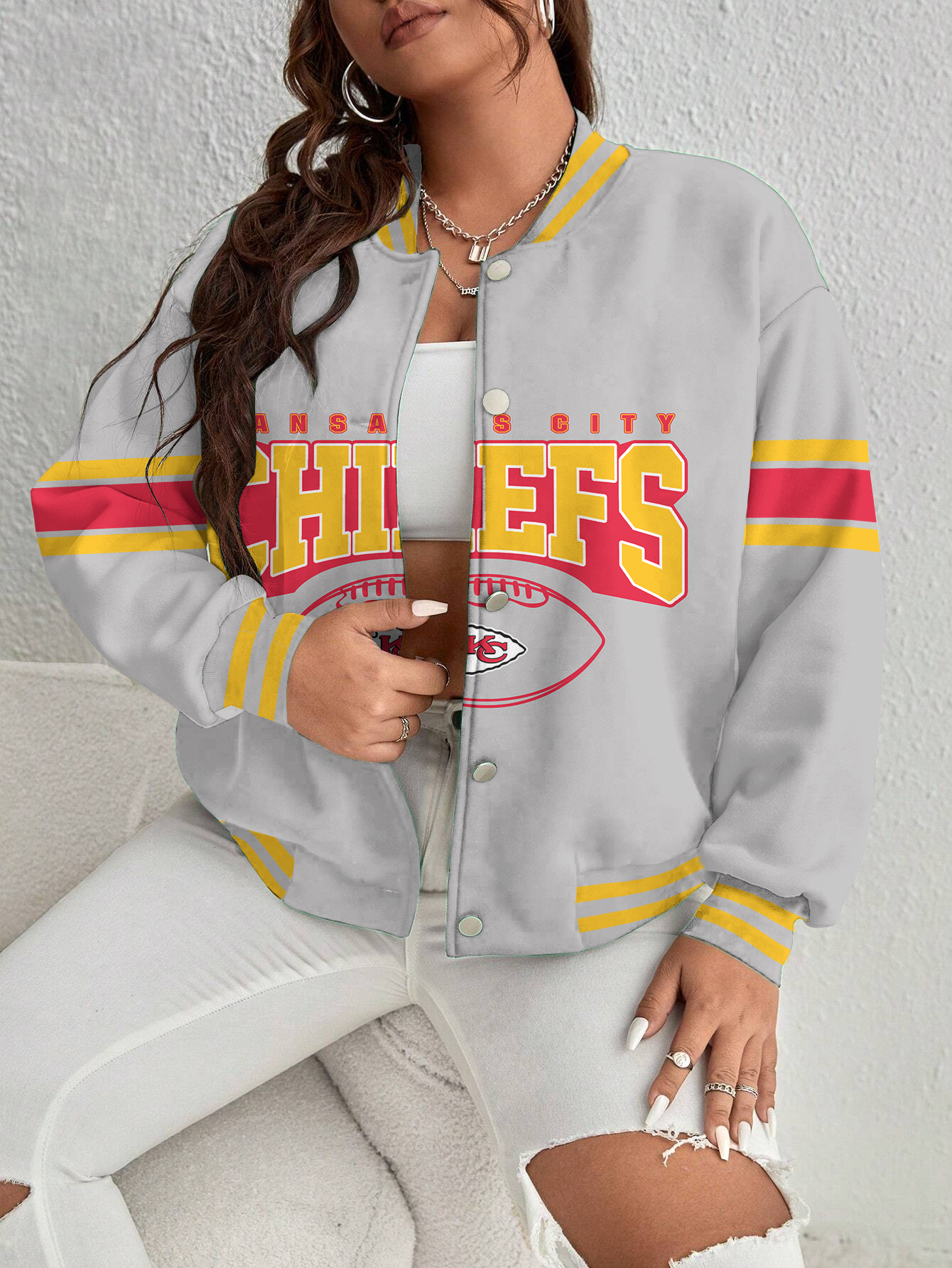 Kansas City Chiefs Women's Long Pass Full- Snap Casual Jacket