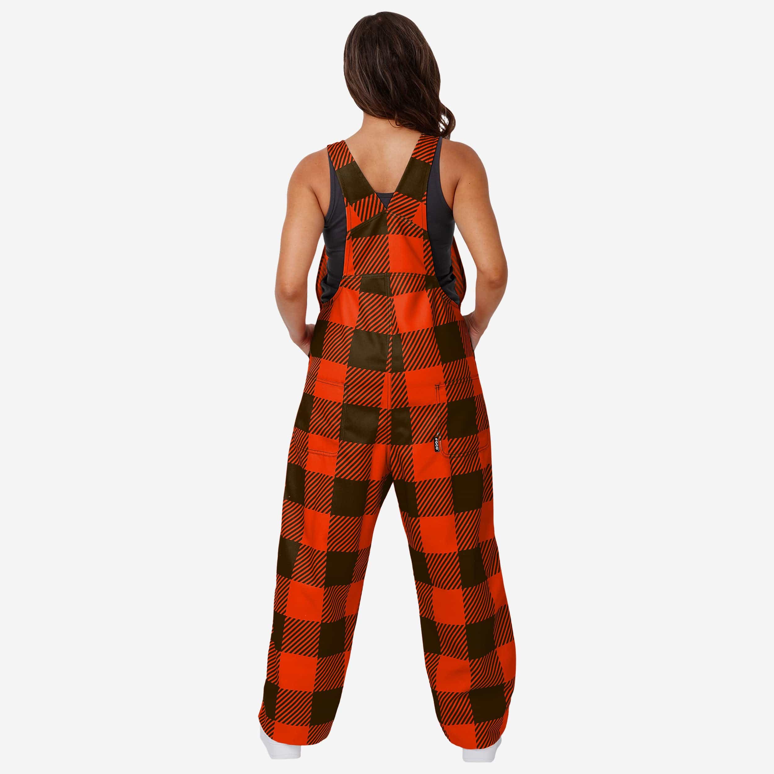 Cleveland Browns Womens Plaid Bib Overalls