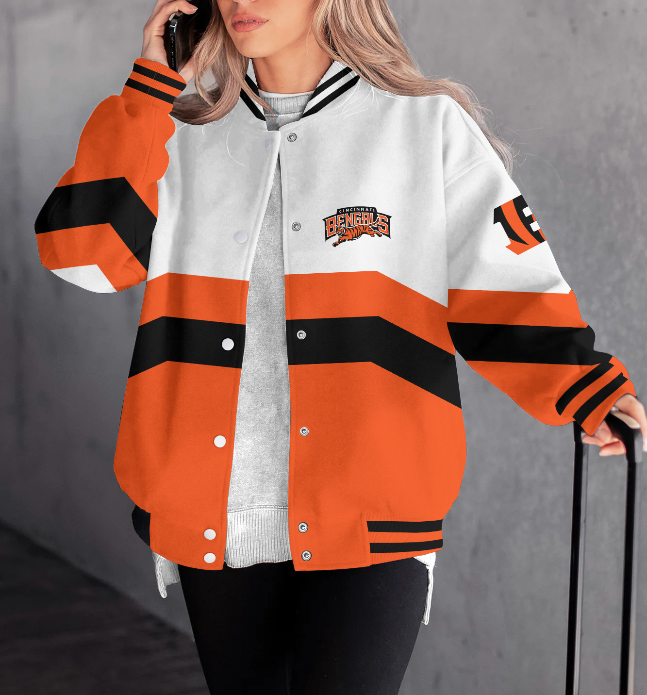 Cincinnati Bengals Women's Long Pass Full- Snap Casual Jacket