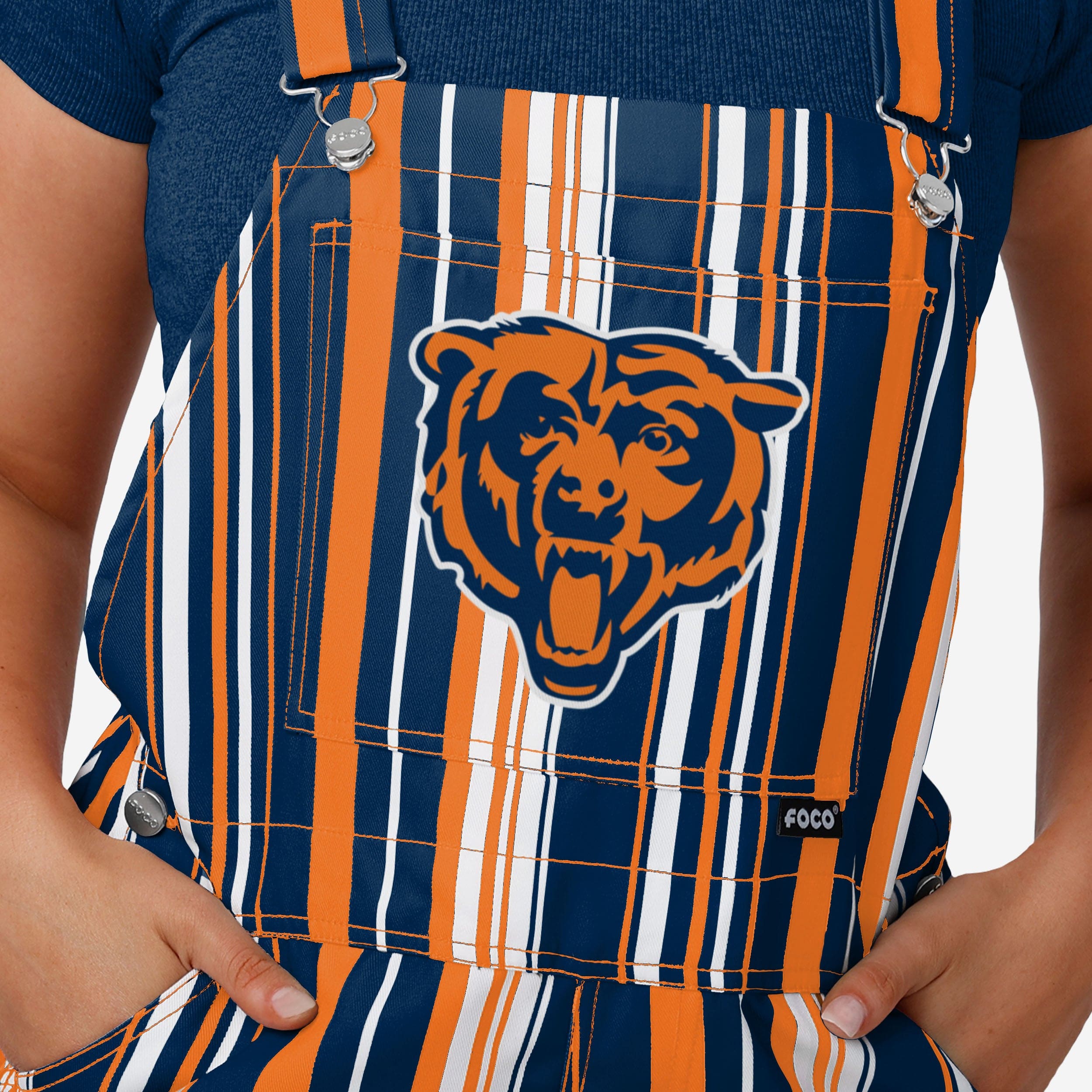 Chicago Bears Womens Hyper Stripe Bib Overalls