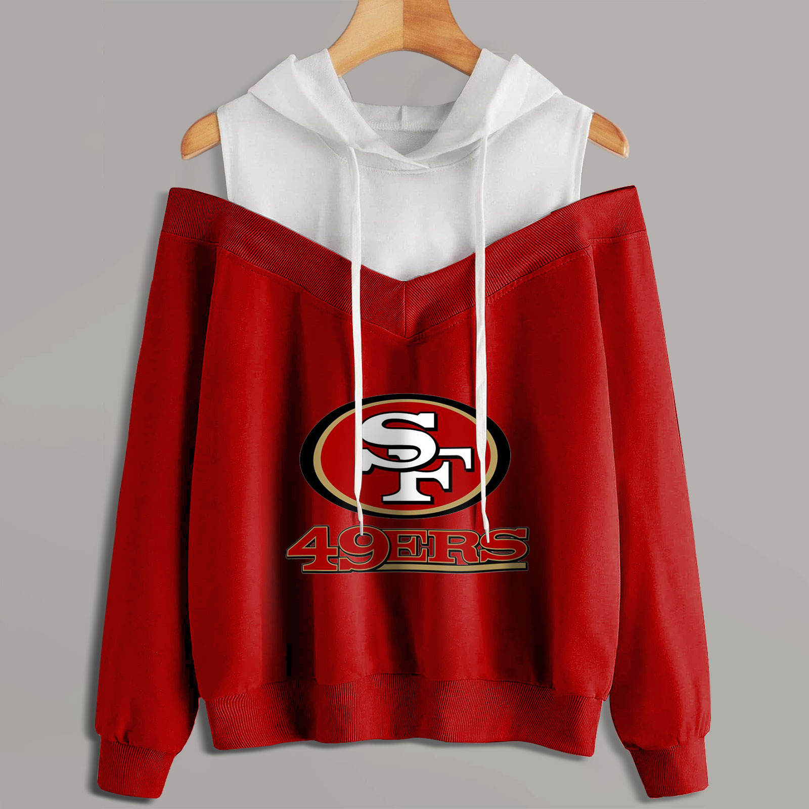 2 In 1 Colorblock Cold Shoulder Hoodie