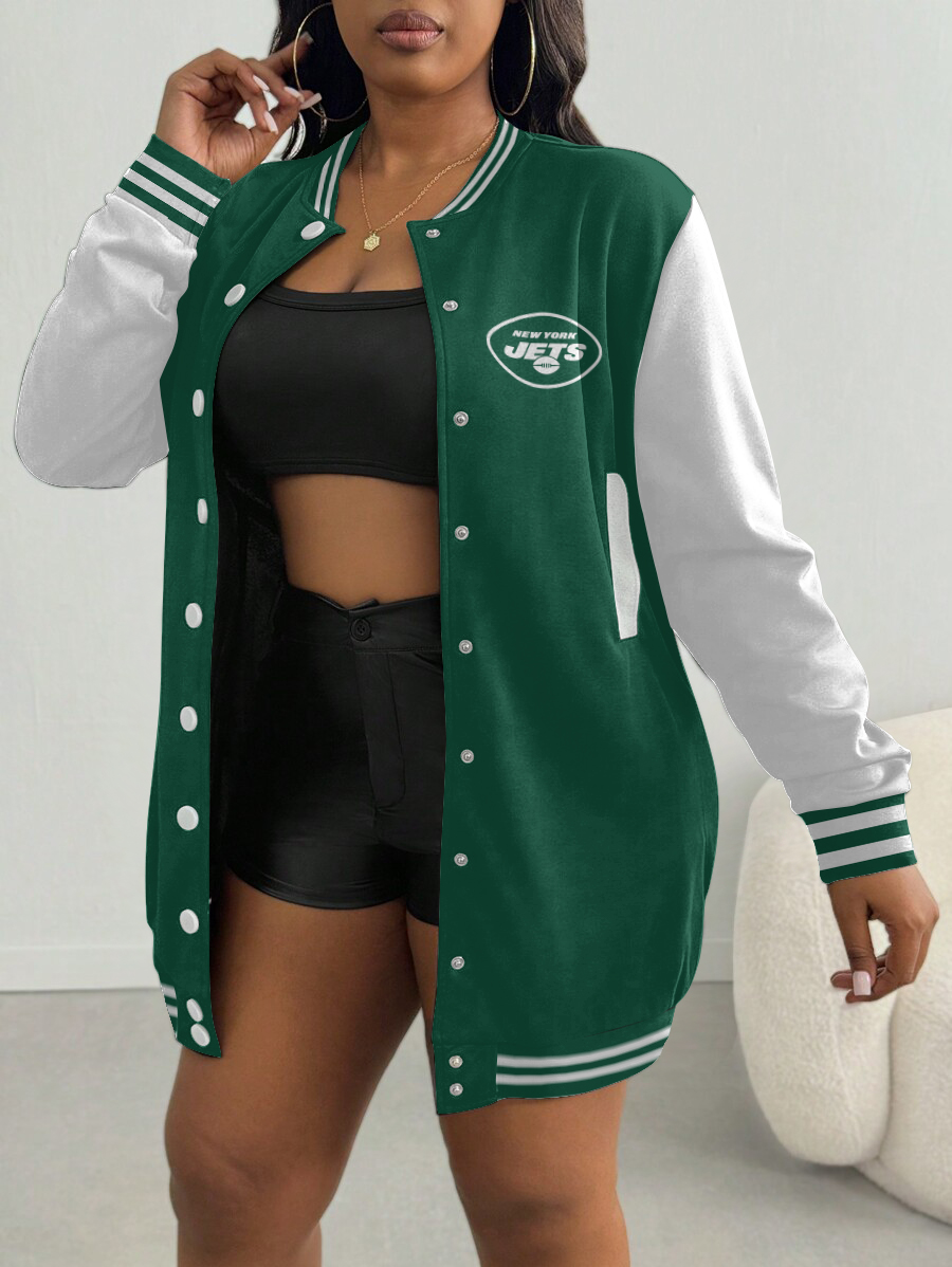 New York Jets Women's Limited Edition Button Down Long Sleeve Jacket Dress