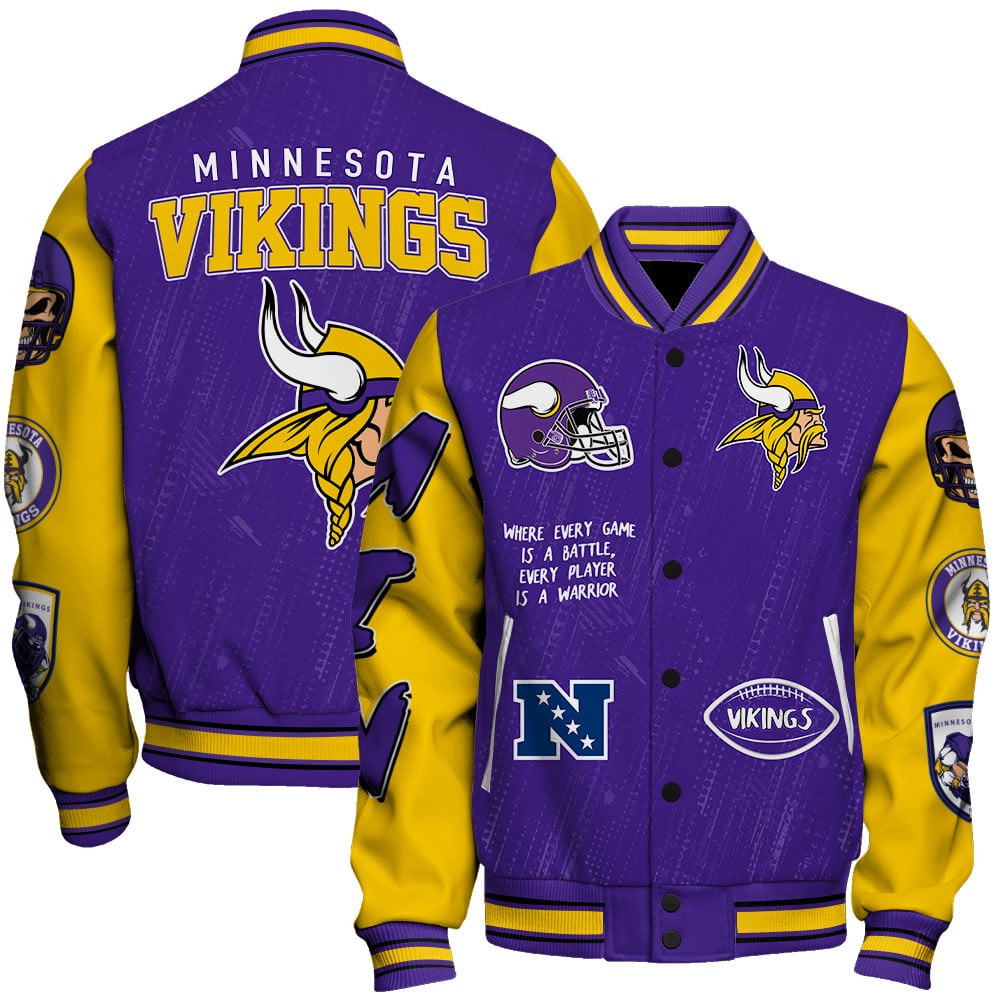 Minnesota Vikings National Football League Conquer Every Field Unisex Varsity Jacket