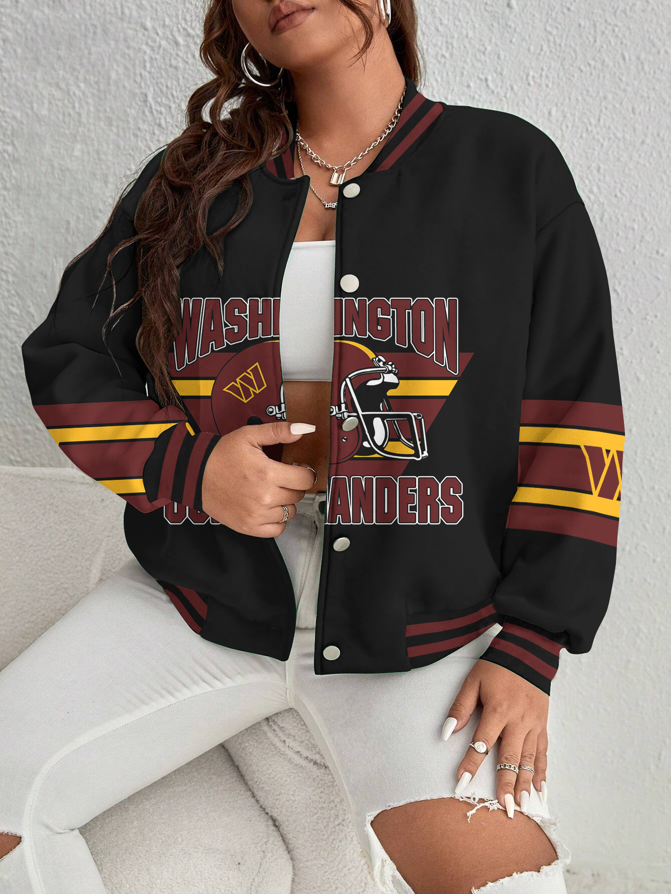 Washington Commanders Women's Long Pass Full- Snap Casual Jacket