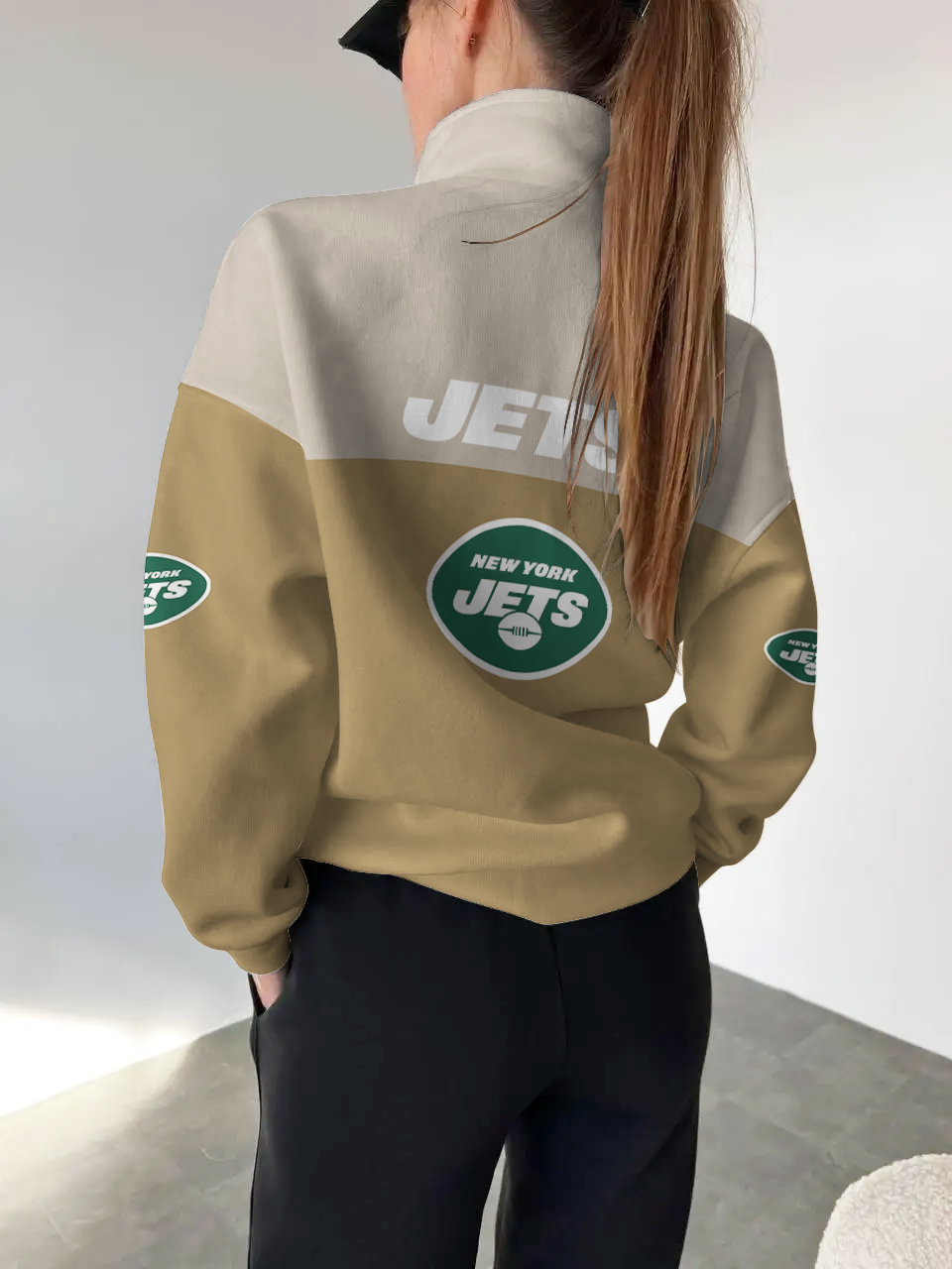 New York Jets 2025 New Design Casual Snap  Mockneck Pullover