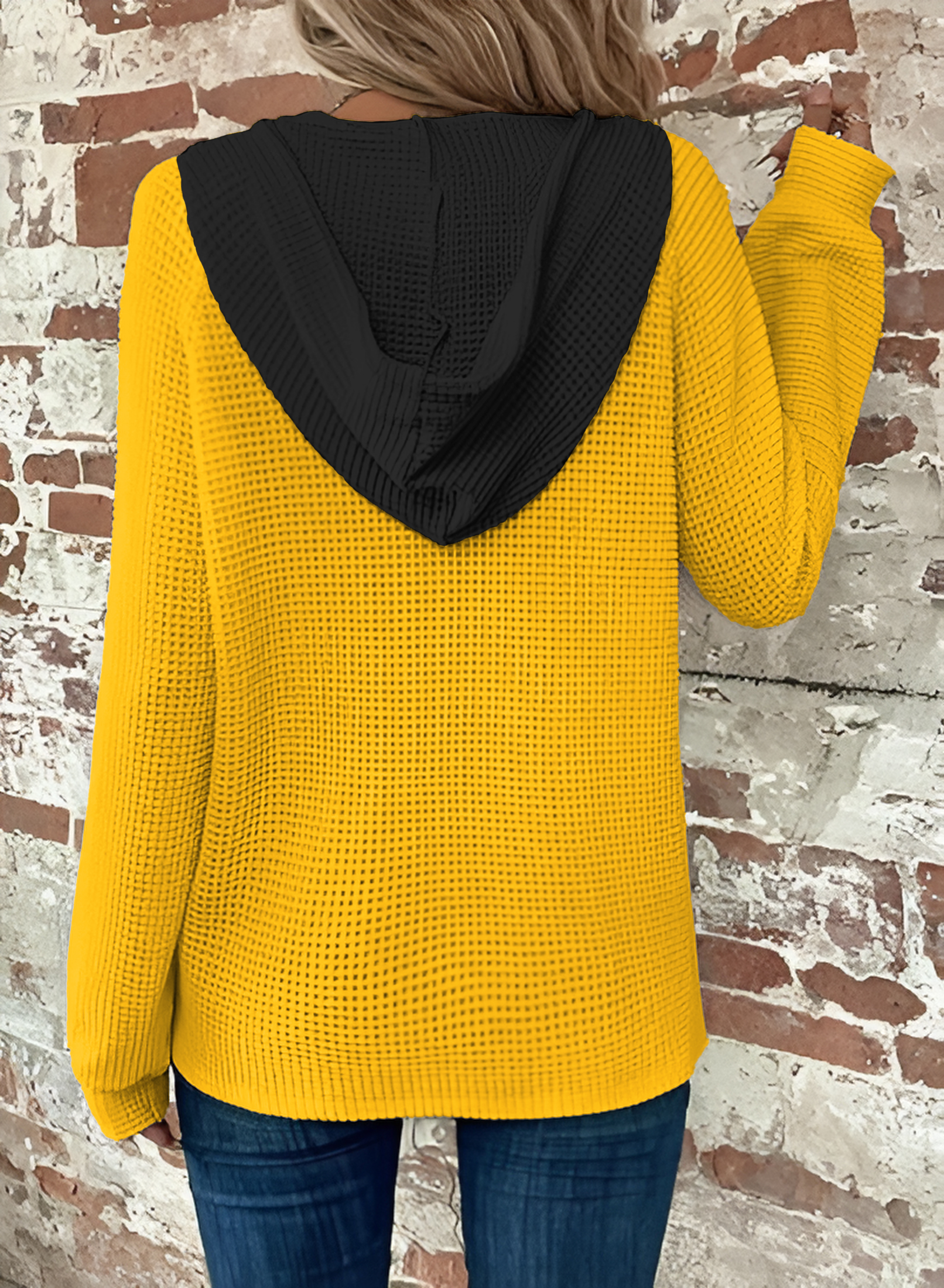 Half Button Raglan Sleeve Drawstring Hoodie