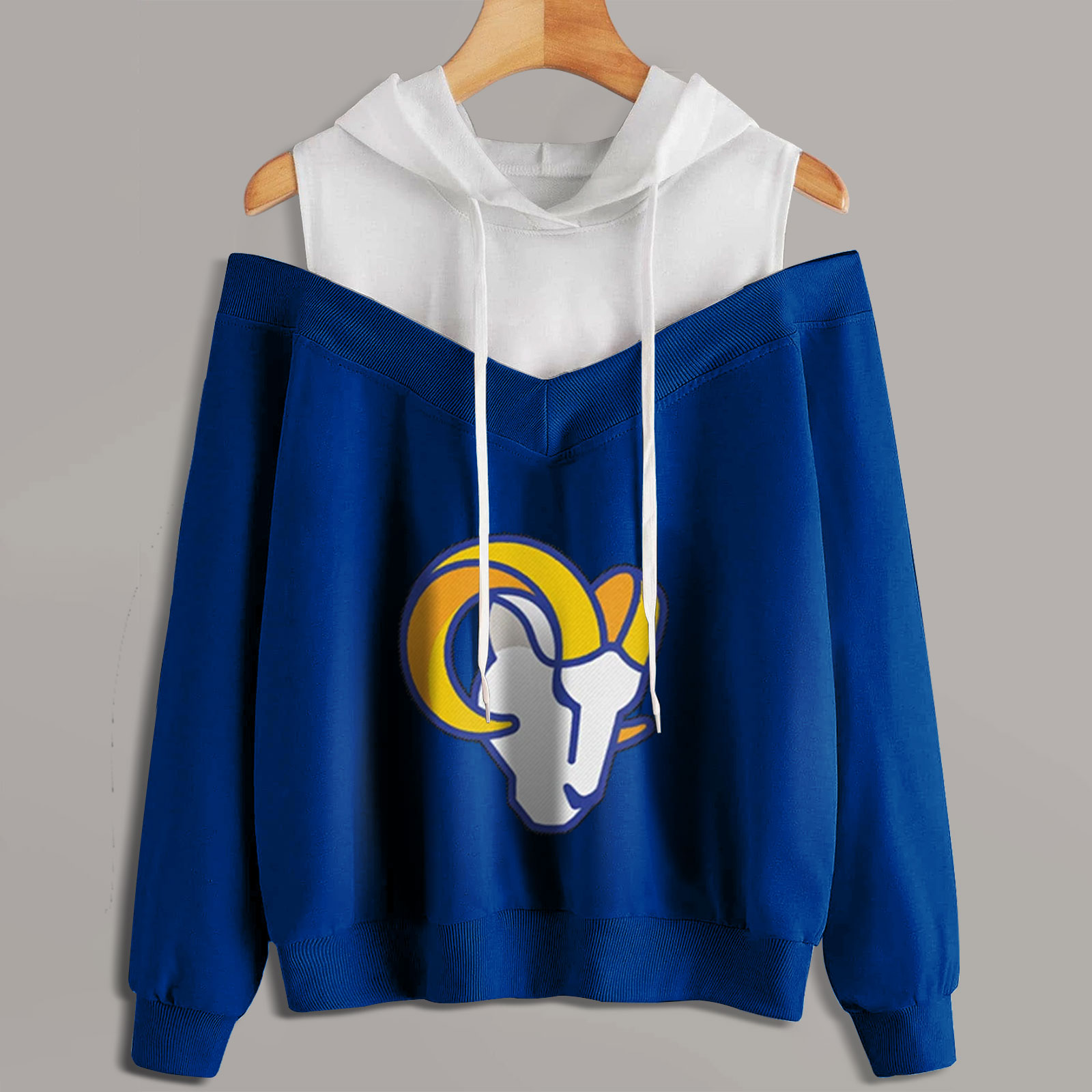 2 In 1 Colorblock Cold Shoulder Hoodie