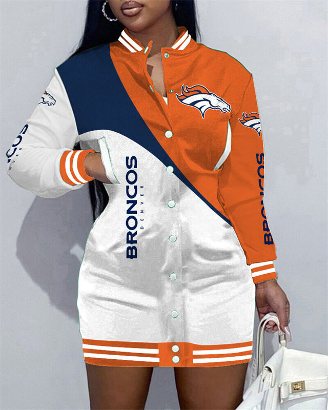 Denver BroncosLimited Edition Button Down Long Sleeve Jacket Dress