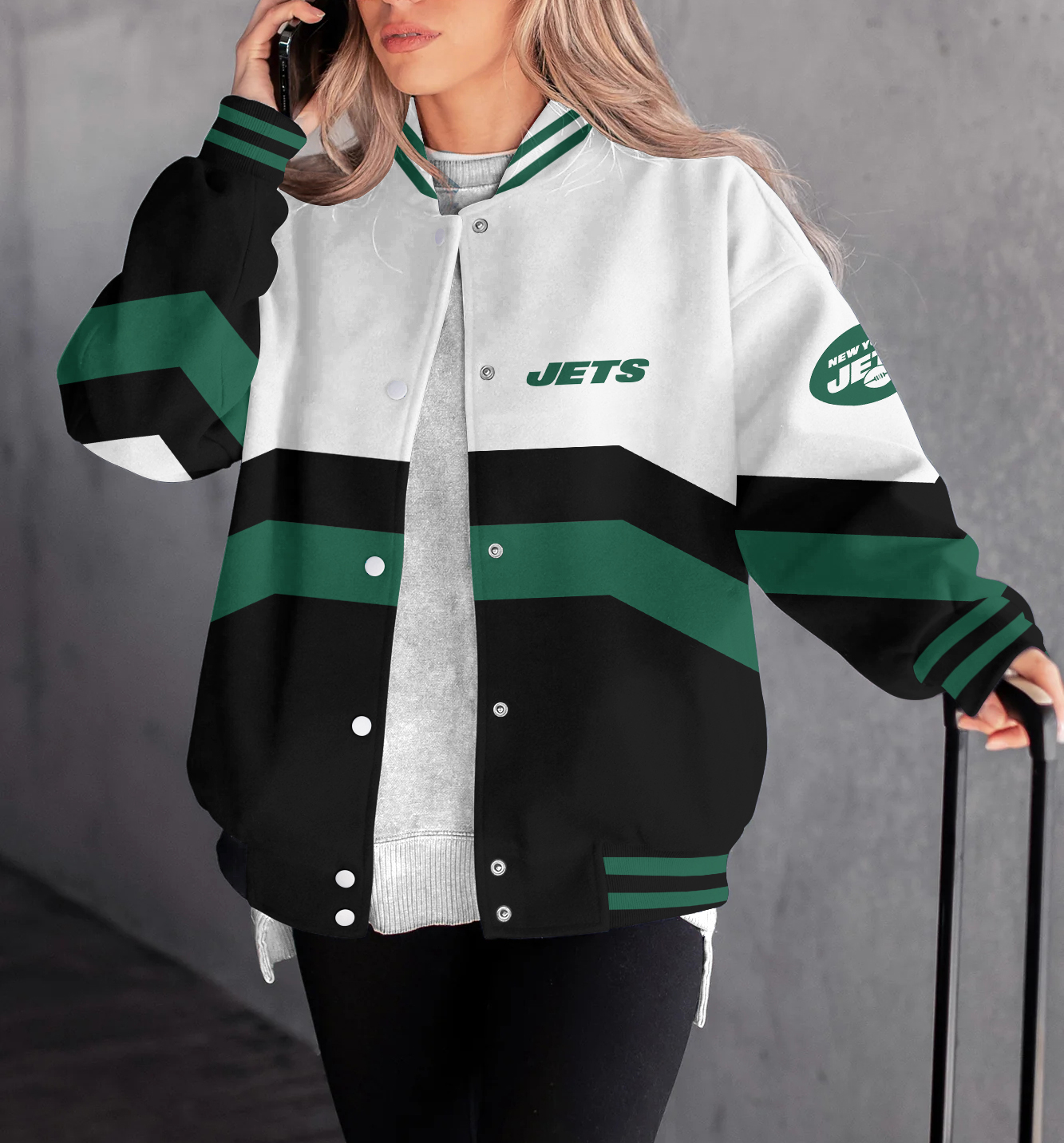 New York Jets Women's Long Pass Full- Snap Casual Jacket
