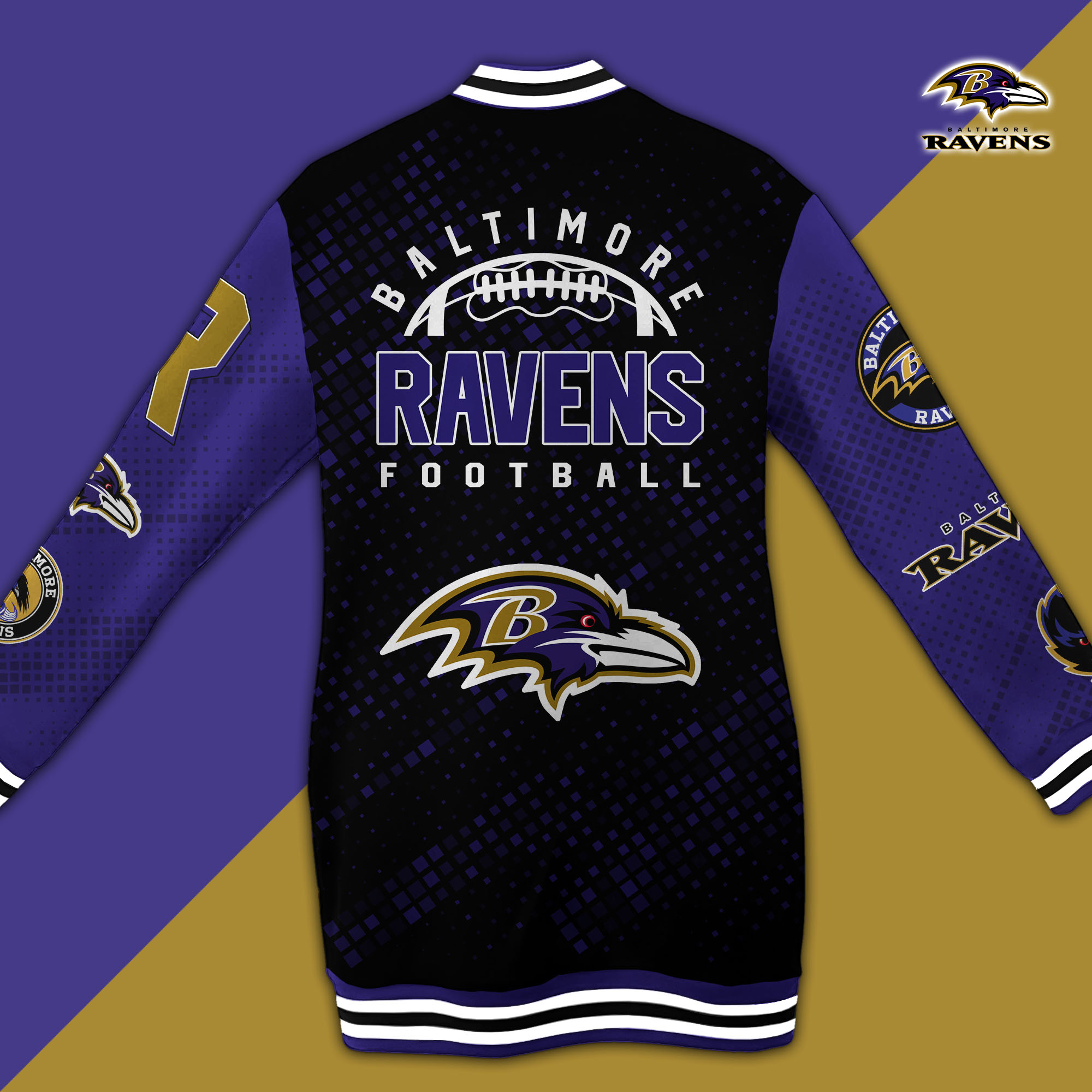 Baltimore Ravens Limited Edition Button Down Long Sleeve Jacket Dress