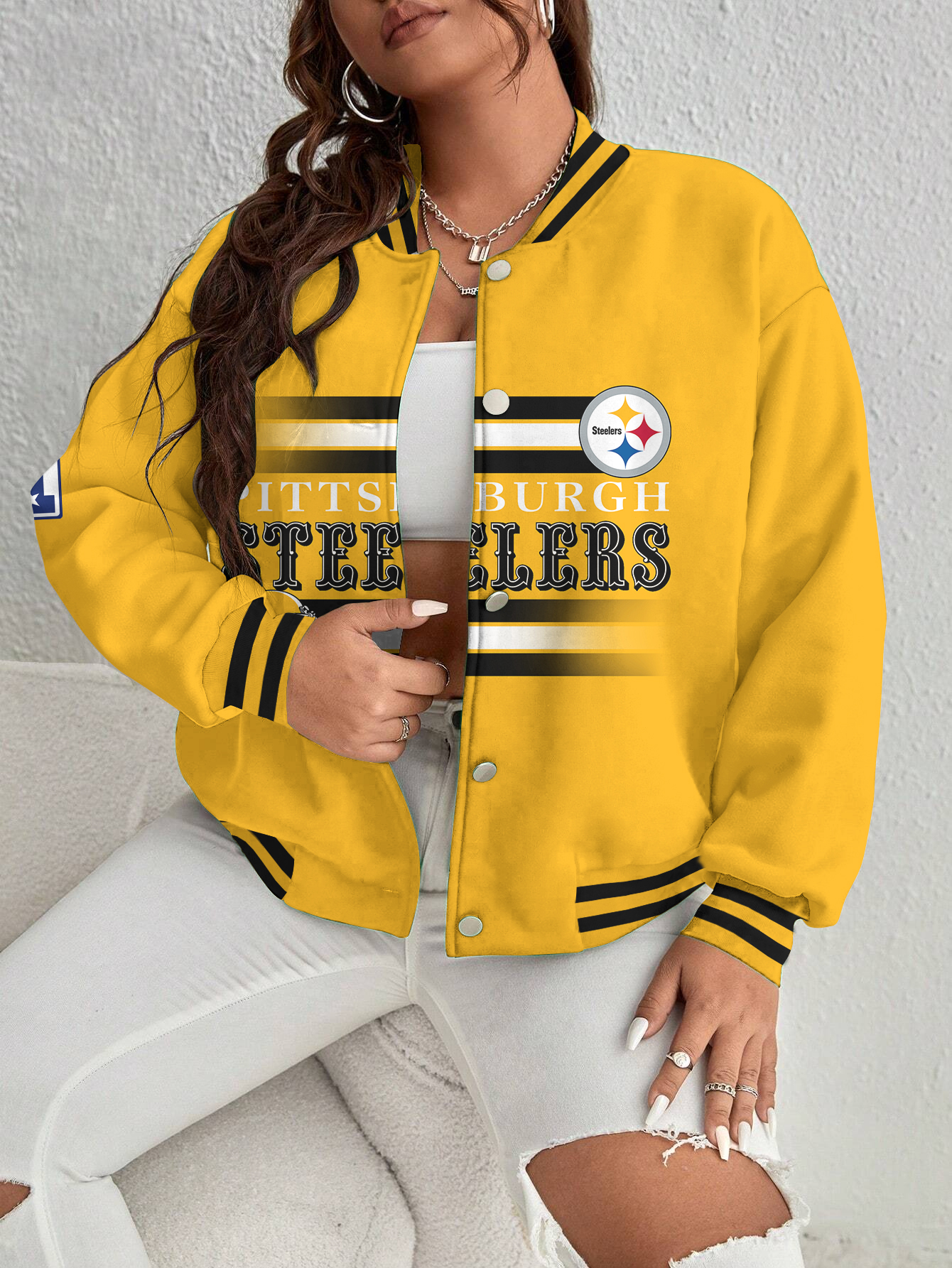 Pittsburgh Steelers Women's Long Pass Full- Snap Casual Jacket