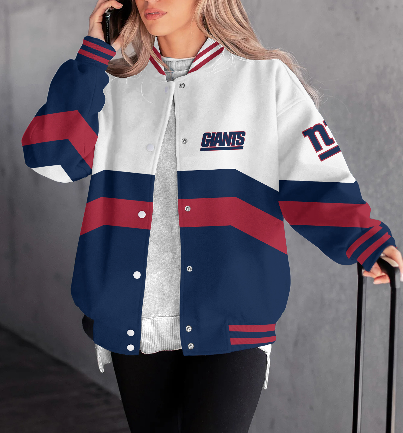 New York Giants Women's Long Pass Full- Snap Casual Jacket