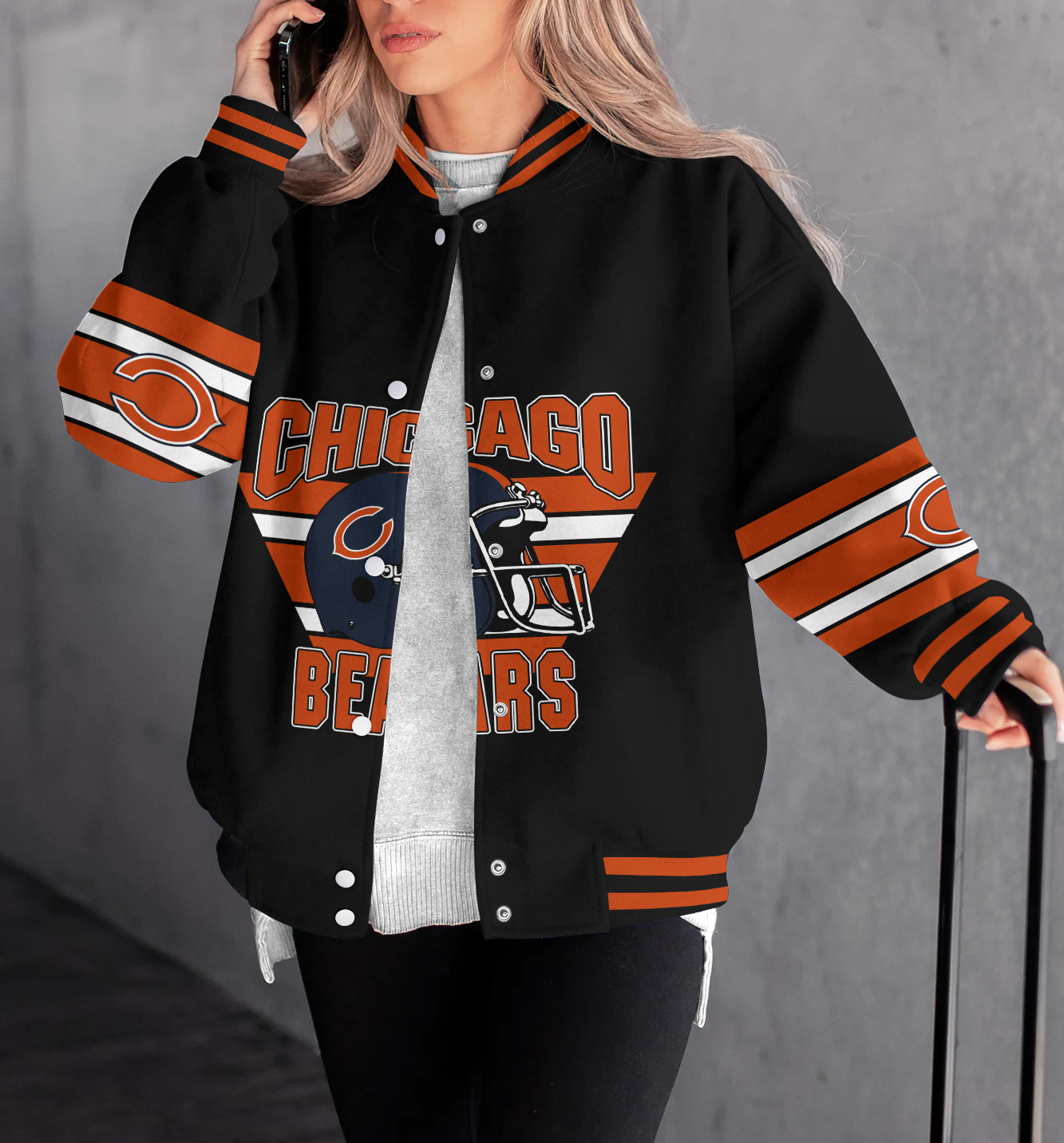 Chicago Bears Women's Long Pass Full- Snap Casual Jacket