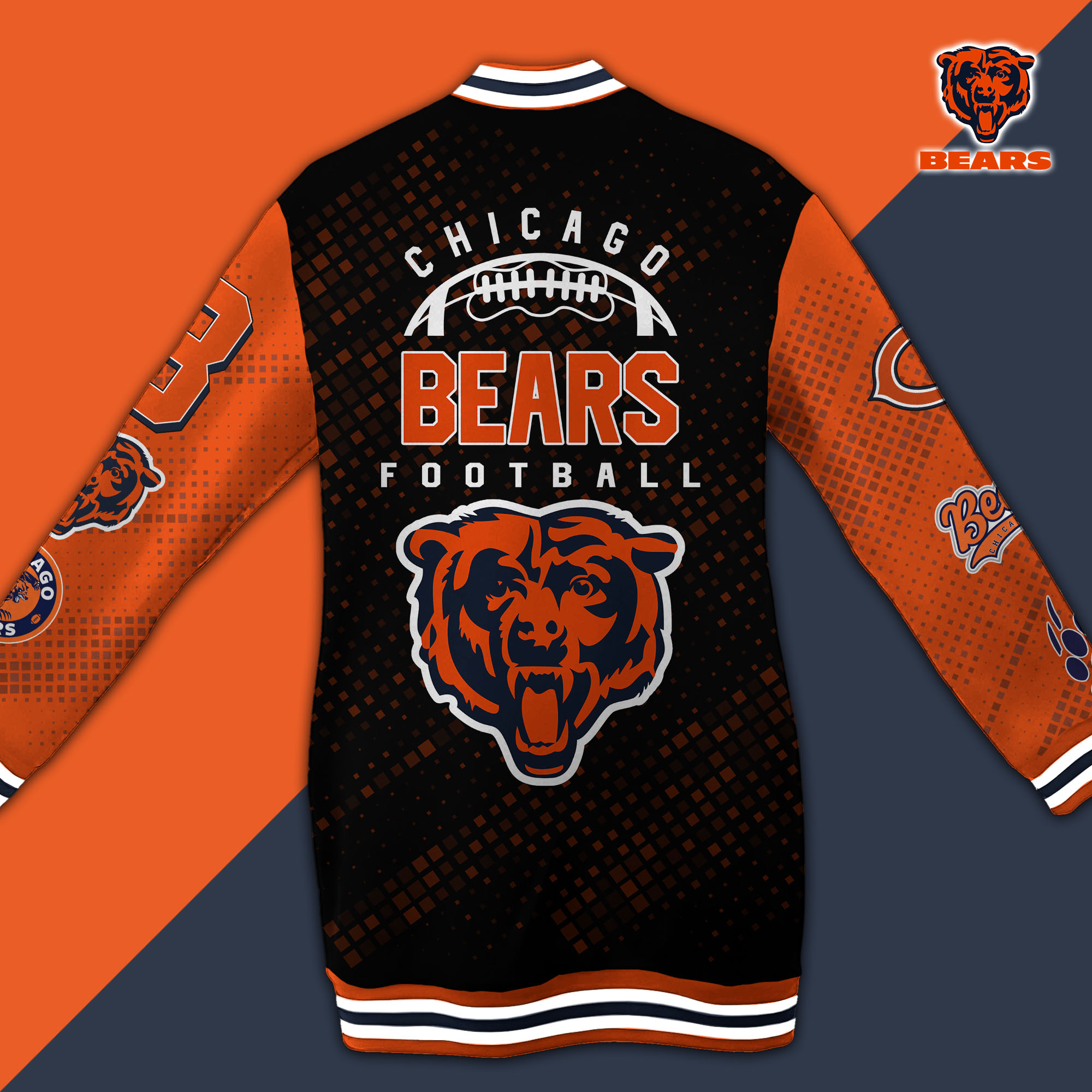 Chicago Bears Limited Edition Button Down Long Sleeve Jacket Dress