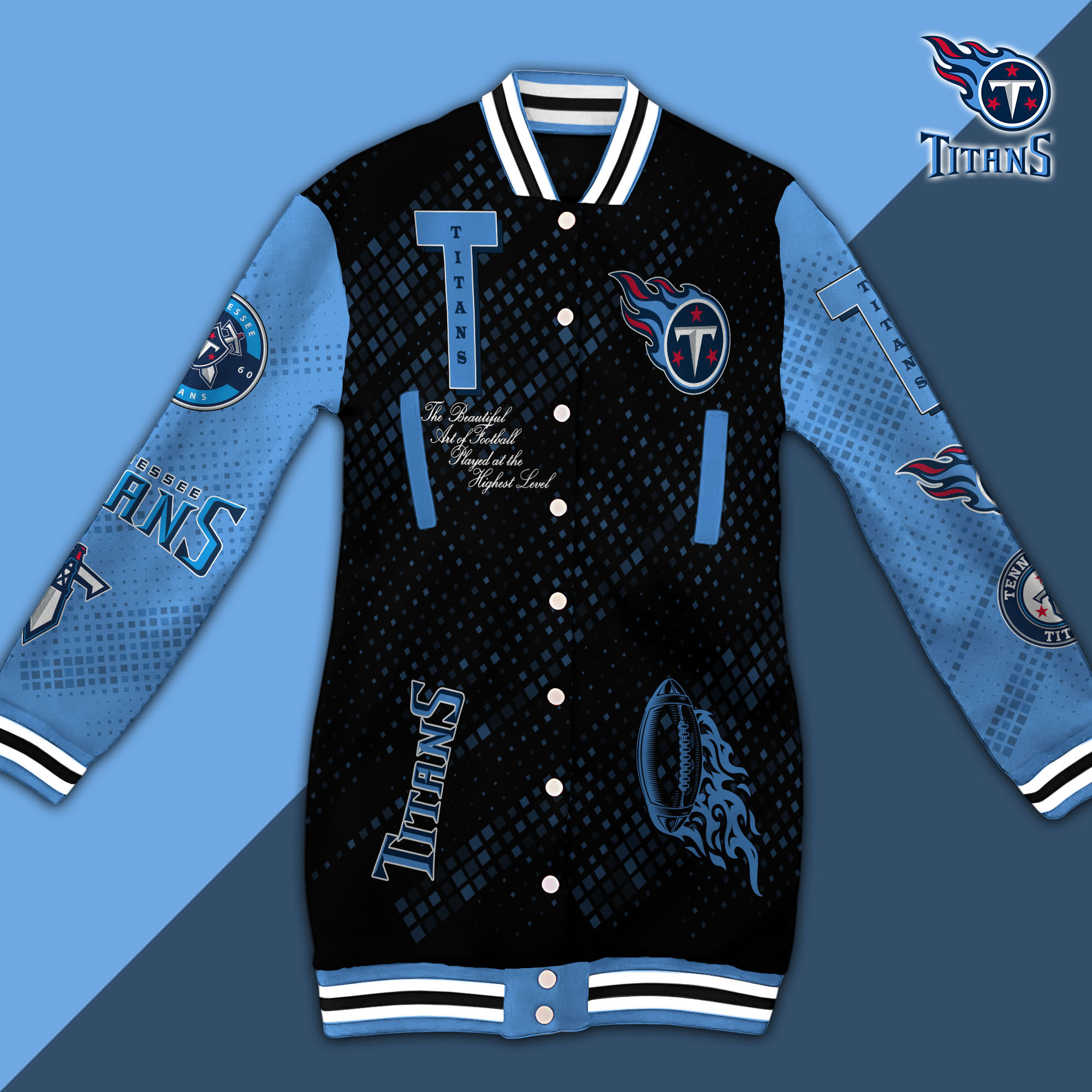 Tennessee Titans Limited Edition Button Down Long Sleeve Jacket Dress