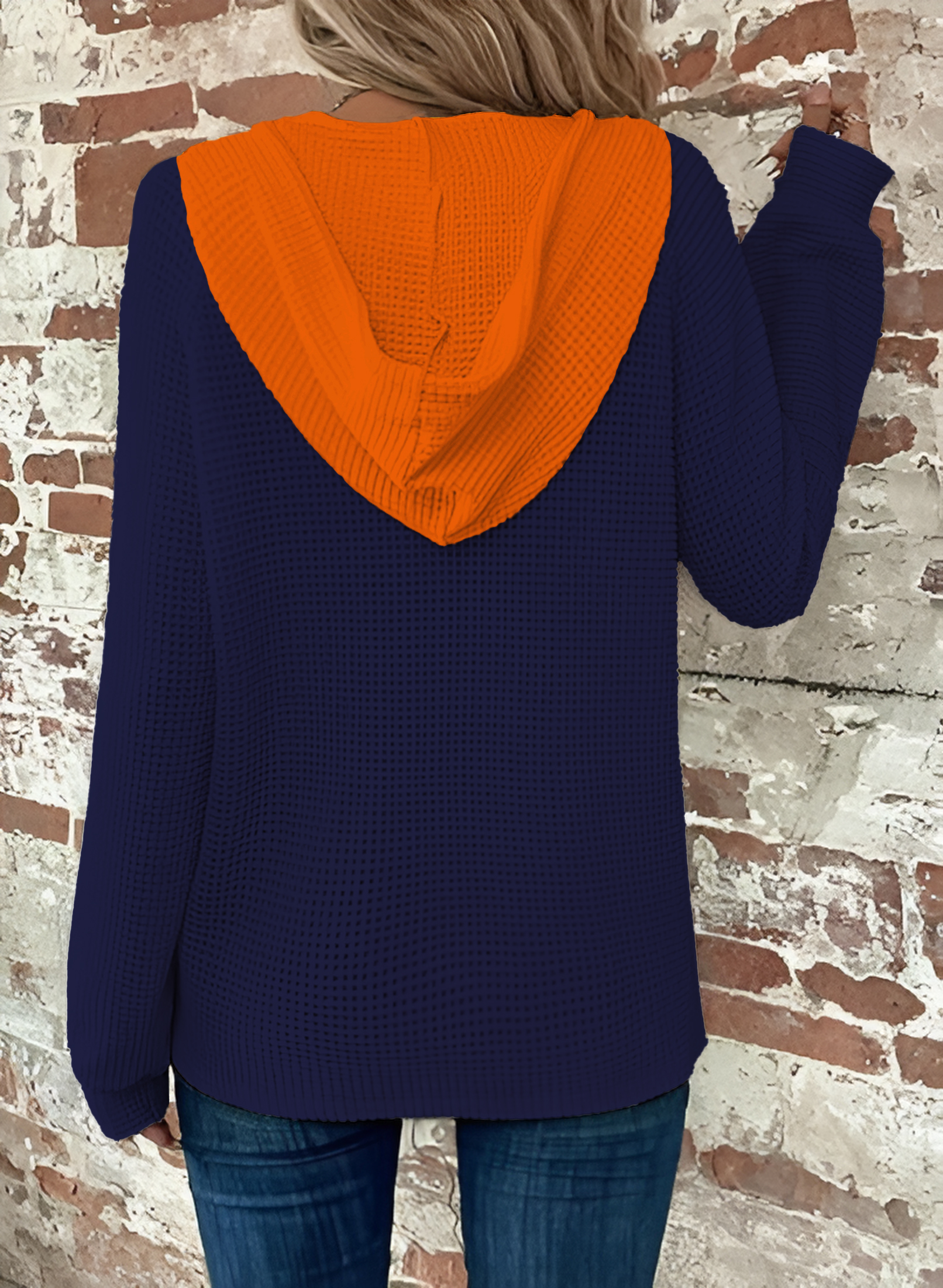 Half Button Raglan Sleeve Drawstring Hoodie