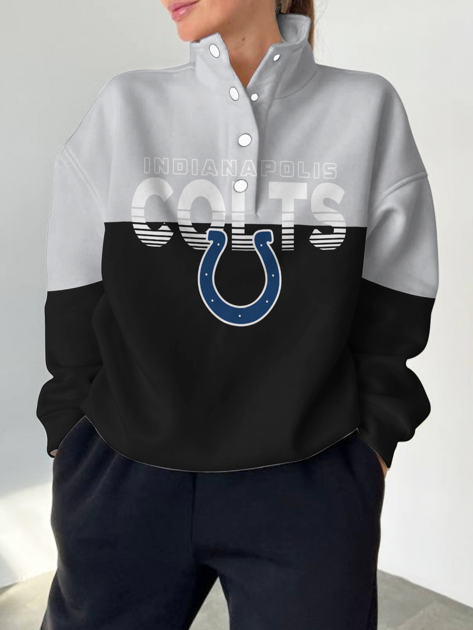 Indianapolis Colts 2025 New Design Casual Snap  Mockneck Pullover