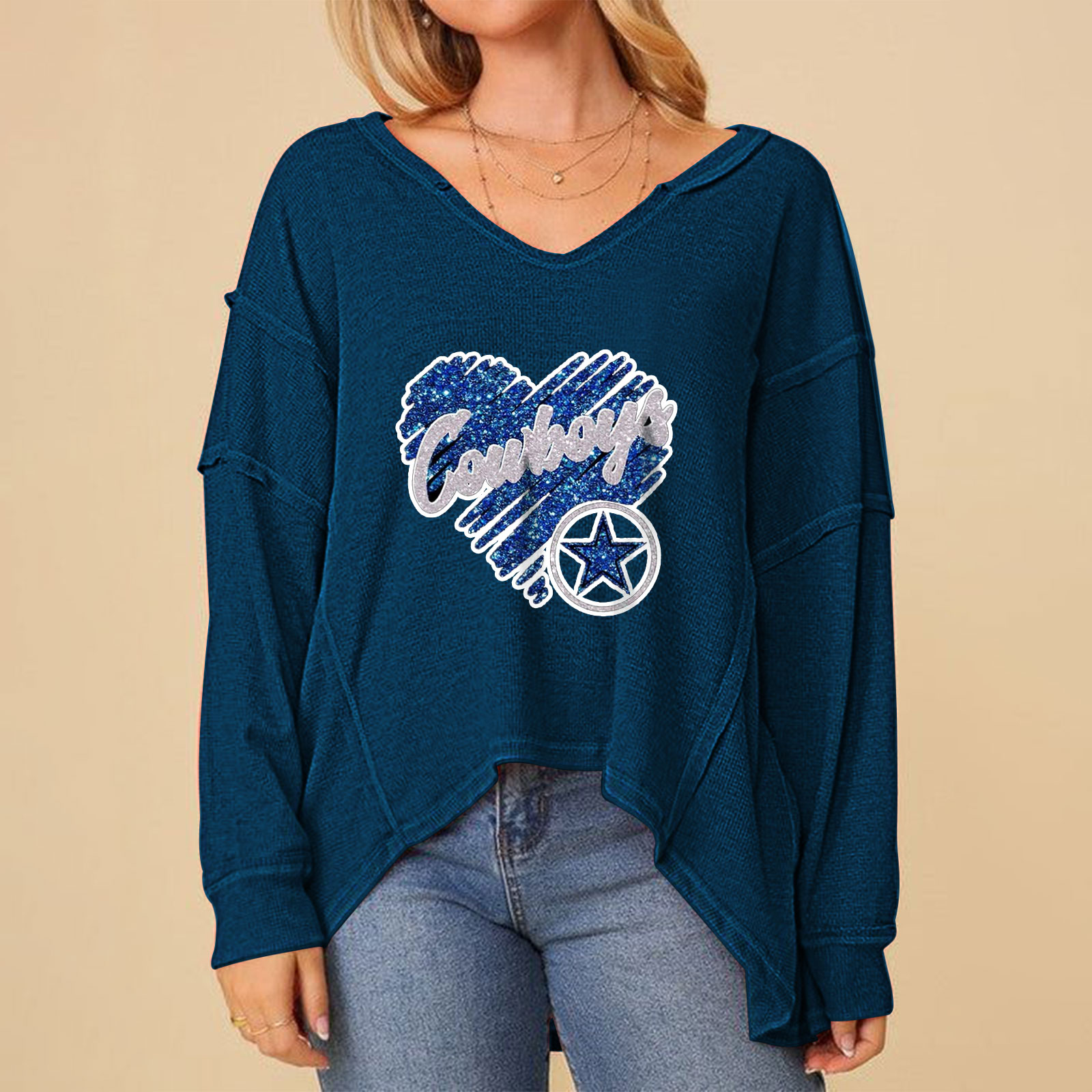 High Low V-Neck Oversized Top