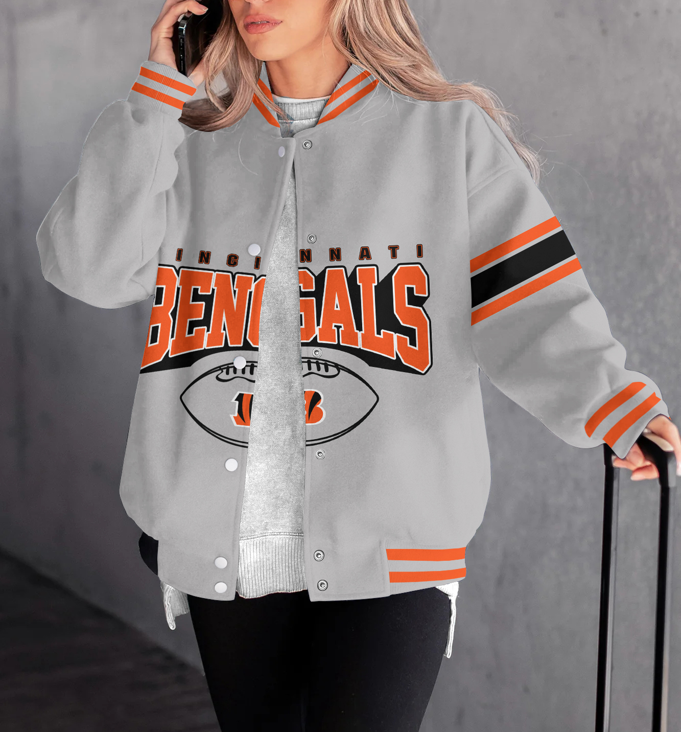 Cincinnati Bengals Women's Long Pass Full- Snap Casual Jacket