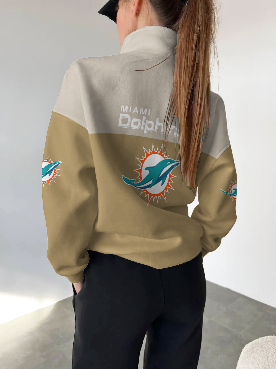 Miami Dolphins 2025 New Design Casual Snap  Mockneck Pullover