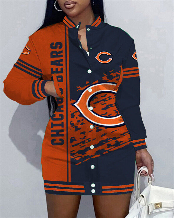 Chicago BearsLimited Edition Button Down Long Sleeve Jacket Dress