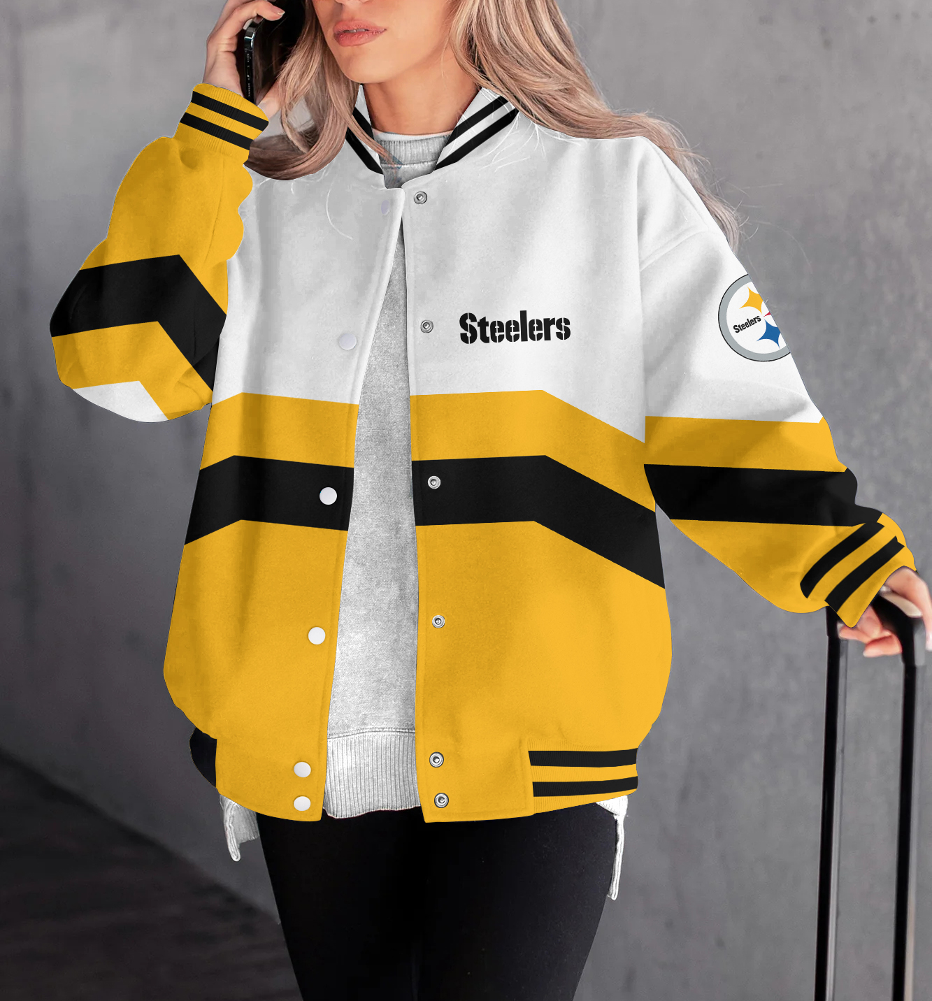Pittsburgh Steelers Women's Long Pass Full- Snap Casual Jacket