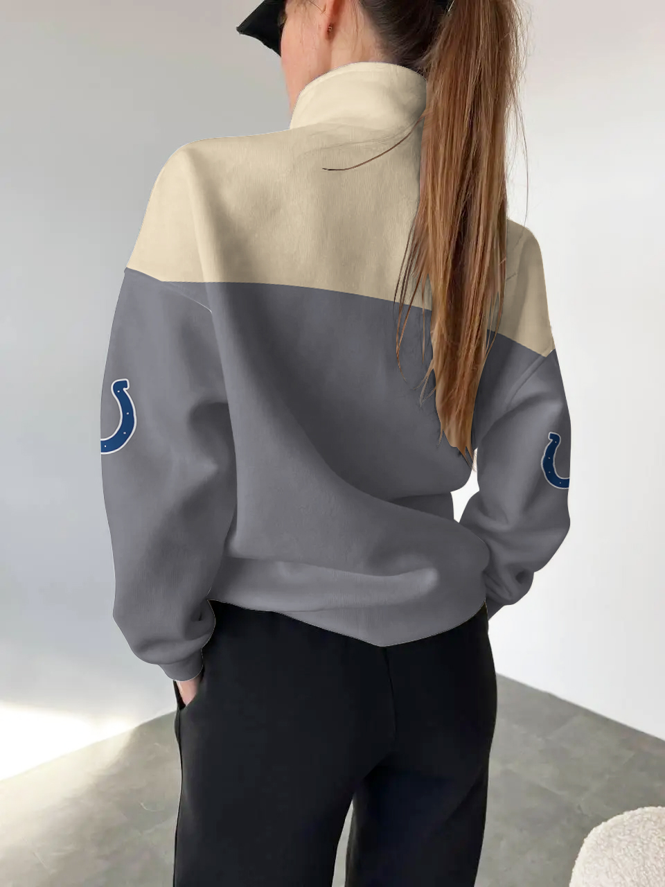 Indianapolis Colts 2025 New Design Casual Snap  Mockneck Pullover