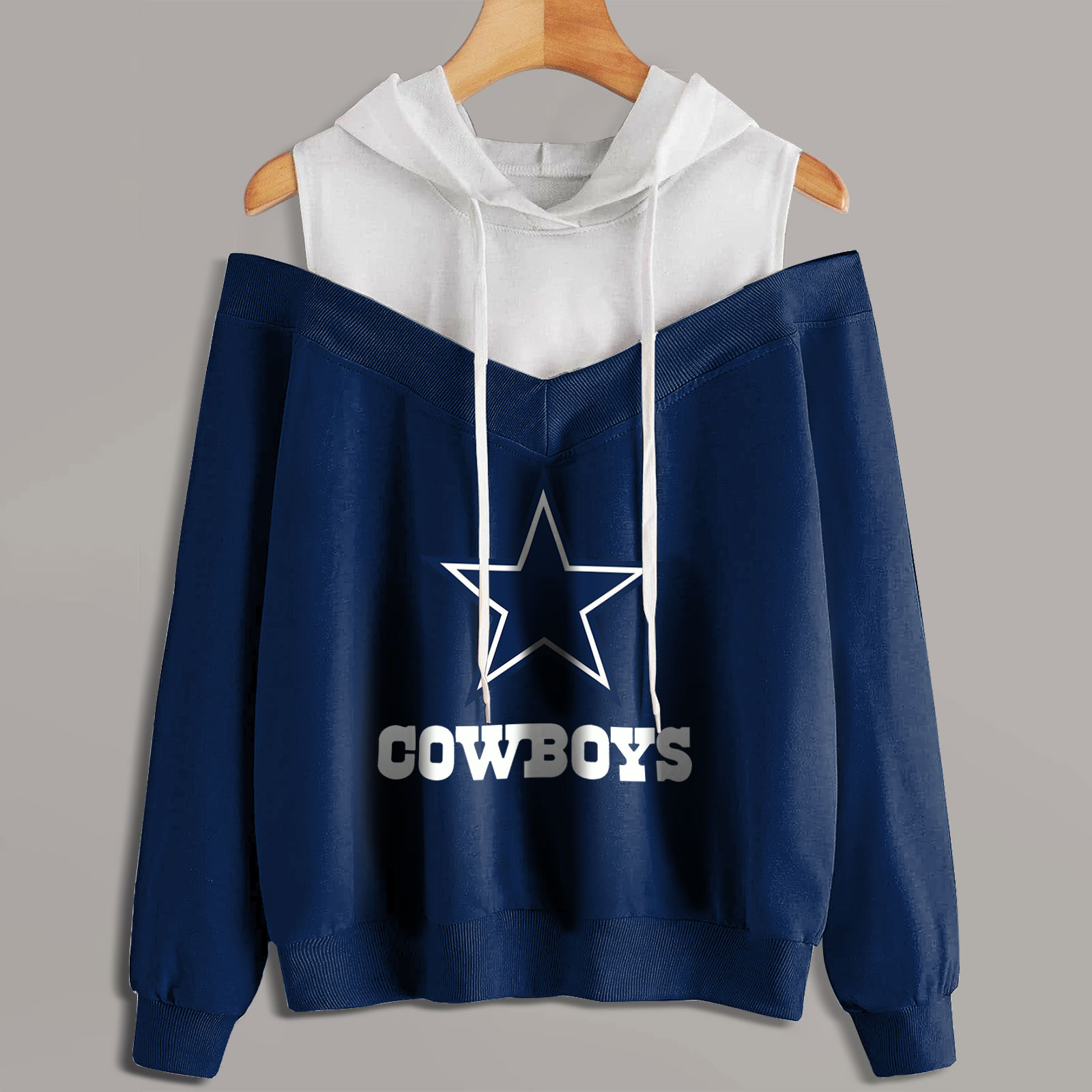 2 In 1 Colorblock Cold Shoulder Hoodie