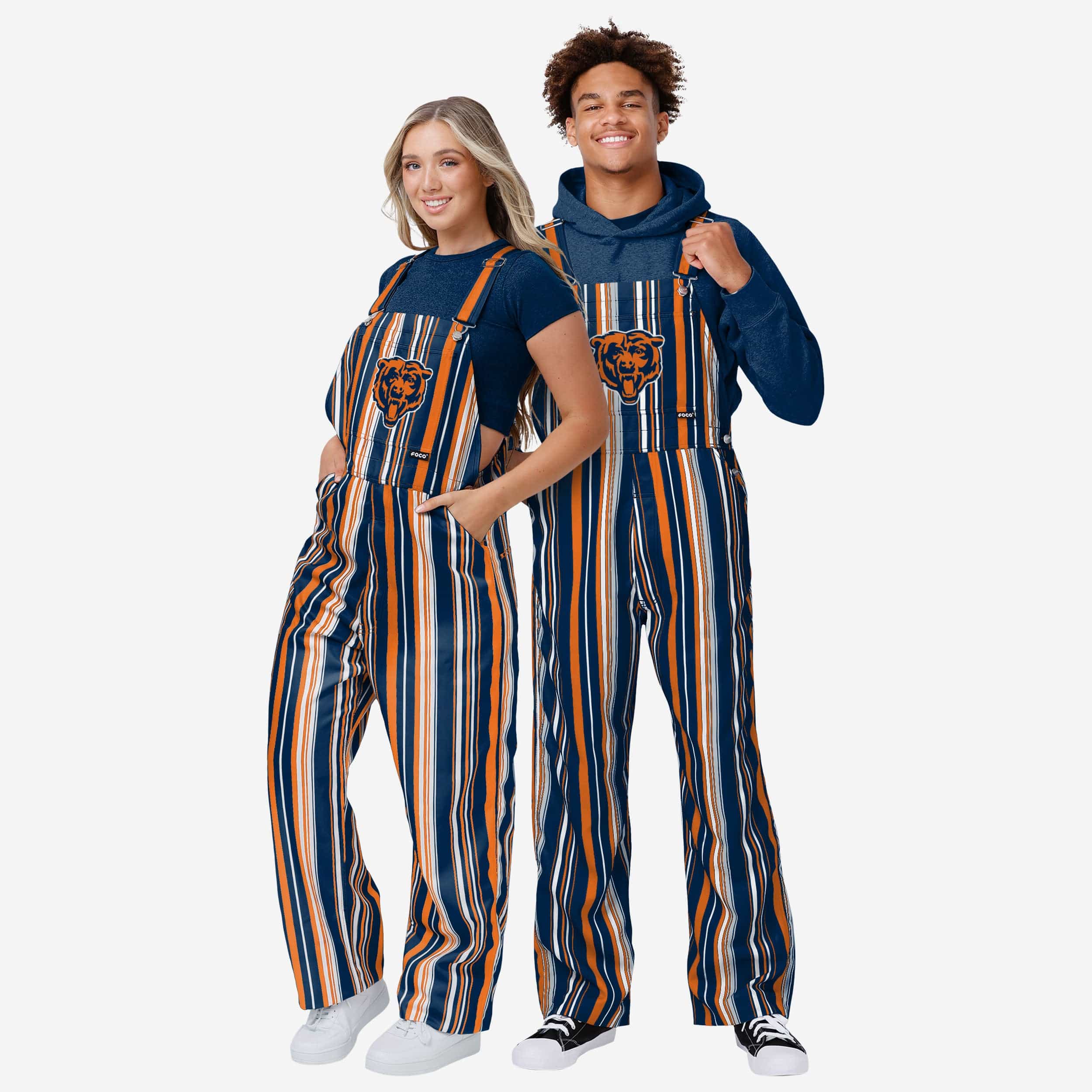 Chicago Bears Womens Hyper Stripe Bib Overalls