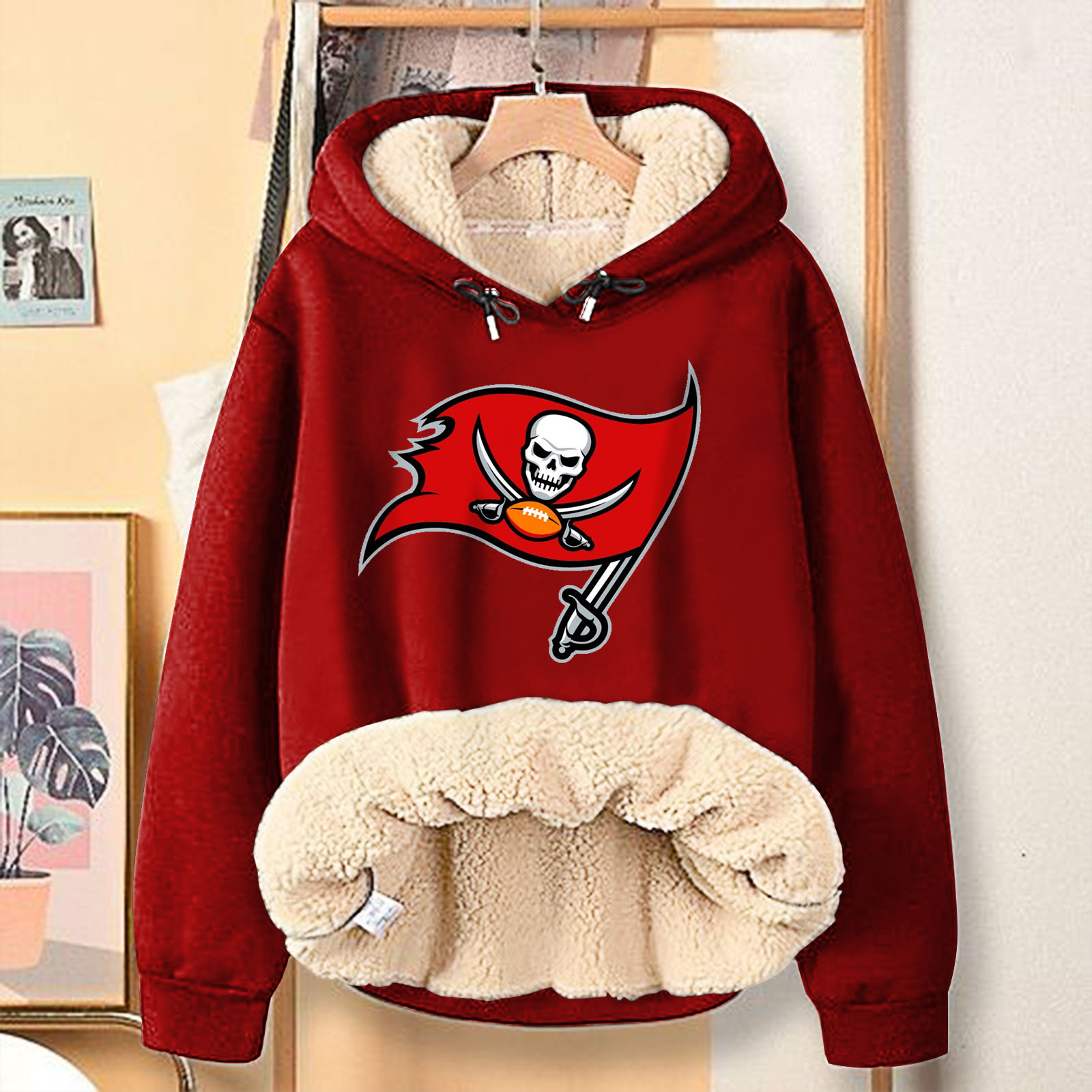 Casual Print Teddy Sherpa Fleece Hoodie