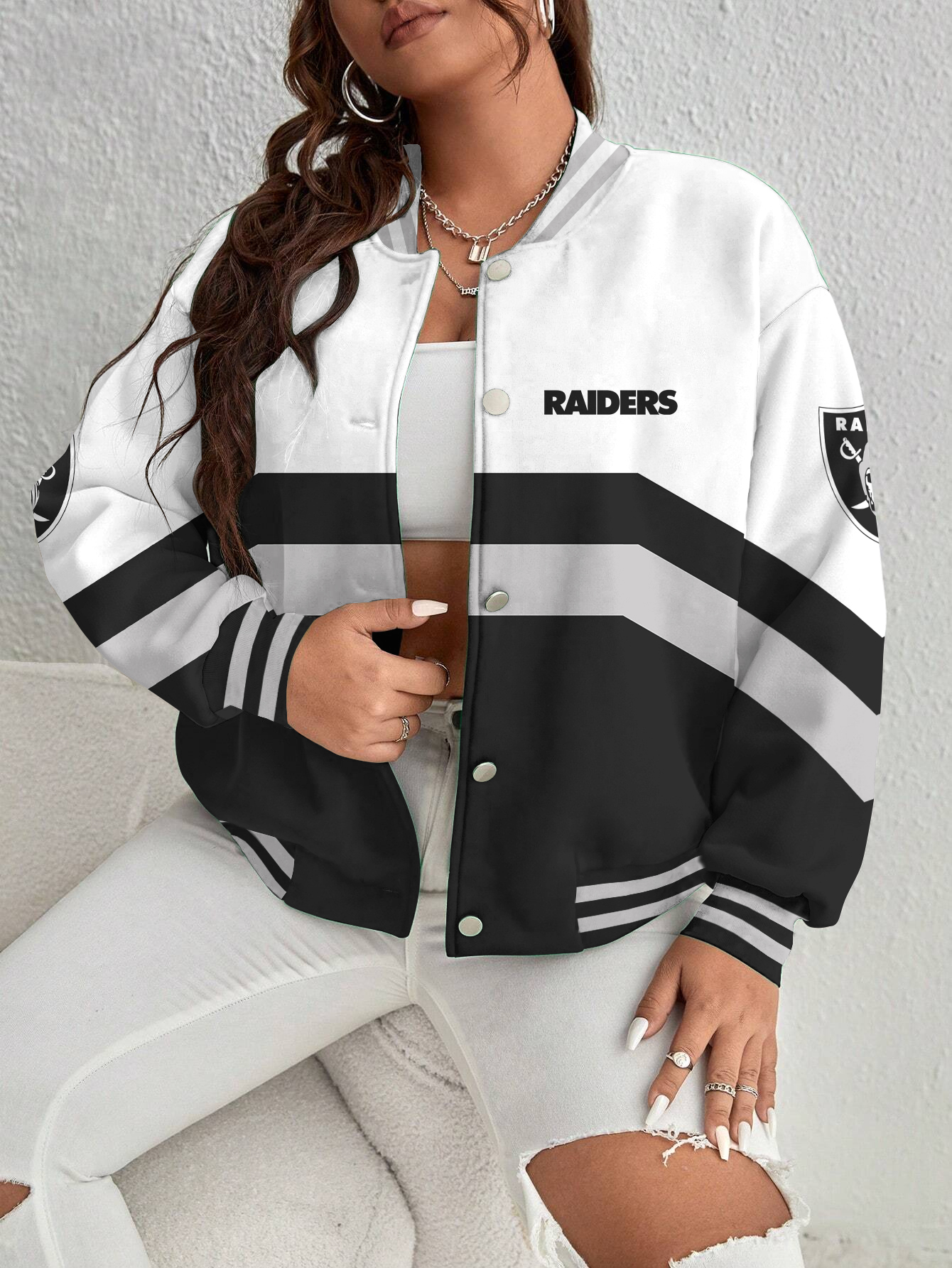 Las Vegas Raiders Women's Long Pass Full- Snap Casual Jacket