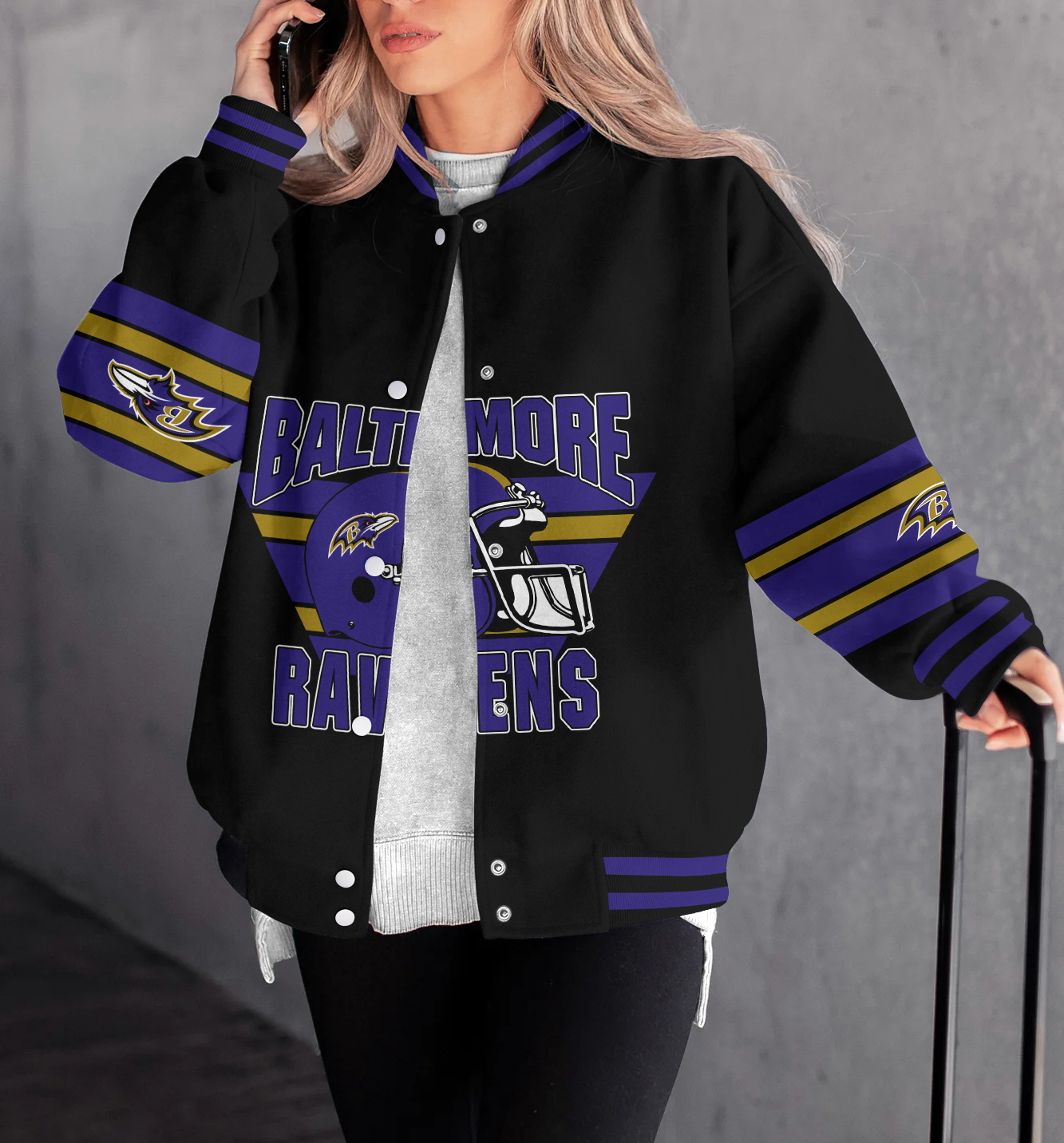 Baltimore Ravens Women's Long Pass Full- Snap Casual Jacket