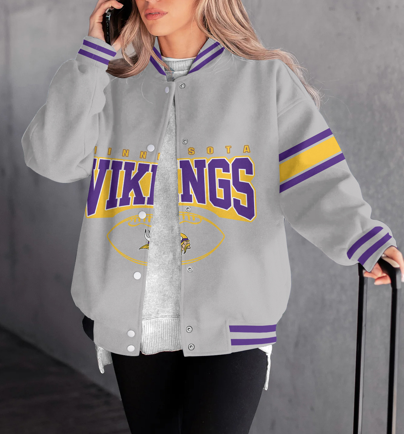 Minnesota Vikings Women's Long Pass Full- Snap Casual Jacket
