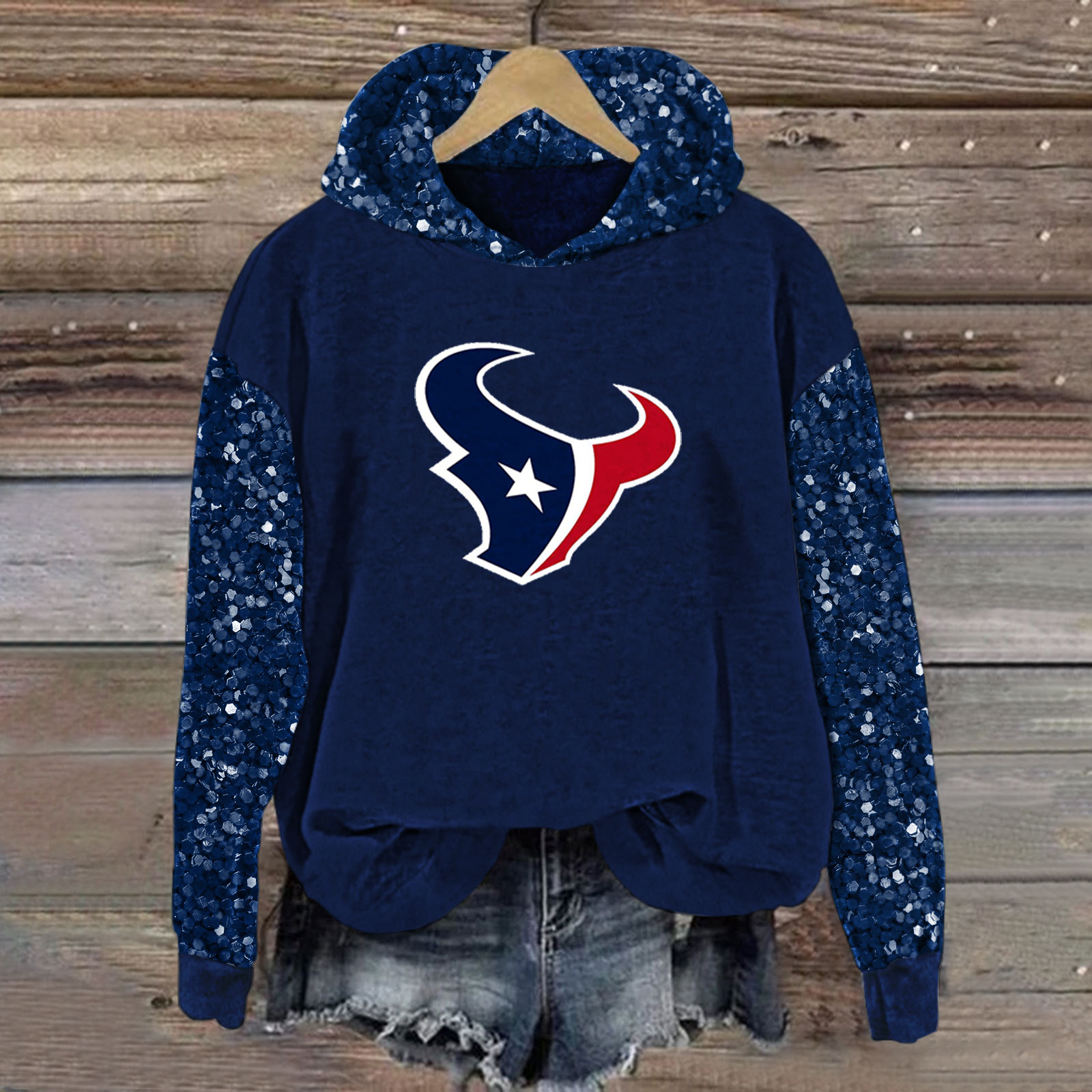 Sequined Sleeves Vintage Hoodie