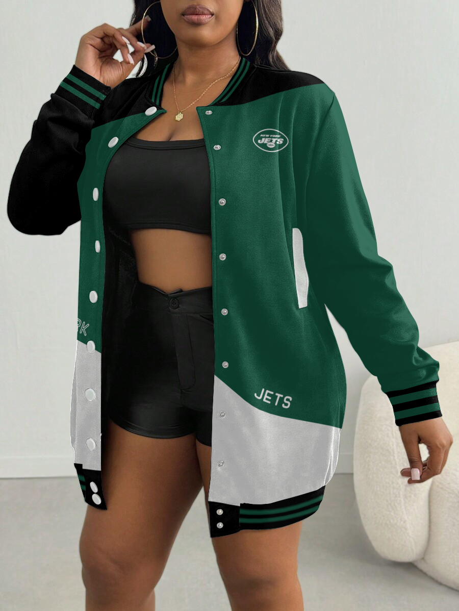 New York Jets Women's Limited Edition Button Down Long Sleeve Jacket Dress