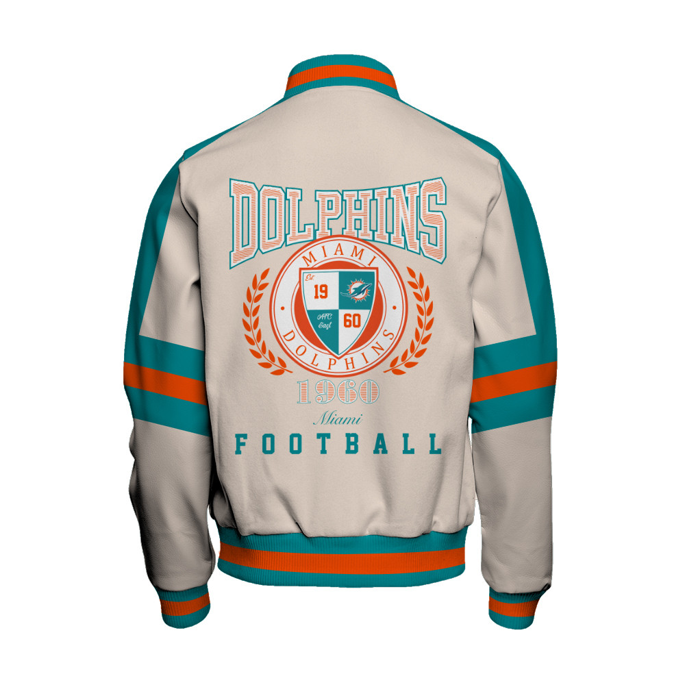 Miami Dolphins Football Team 2025 -26 Feel The Power Unisex Varsity Jacket