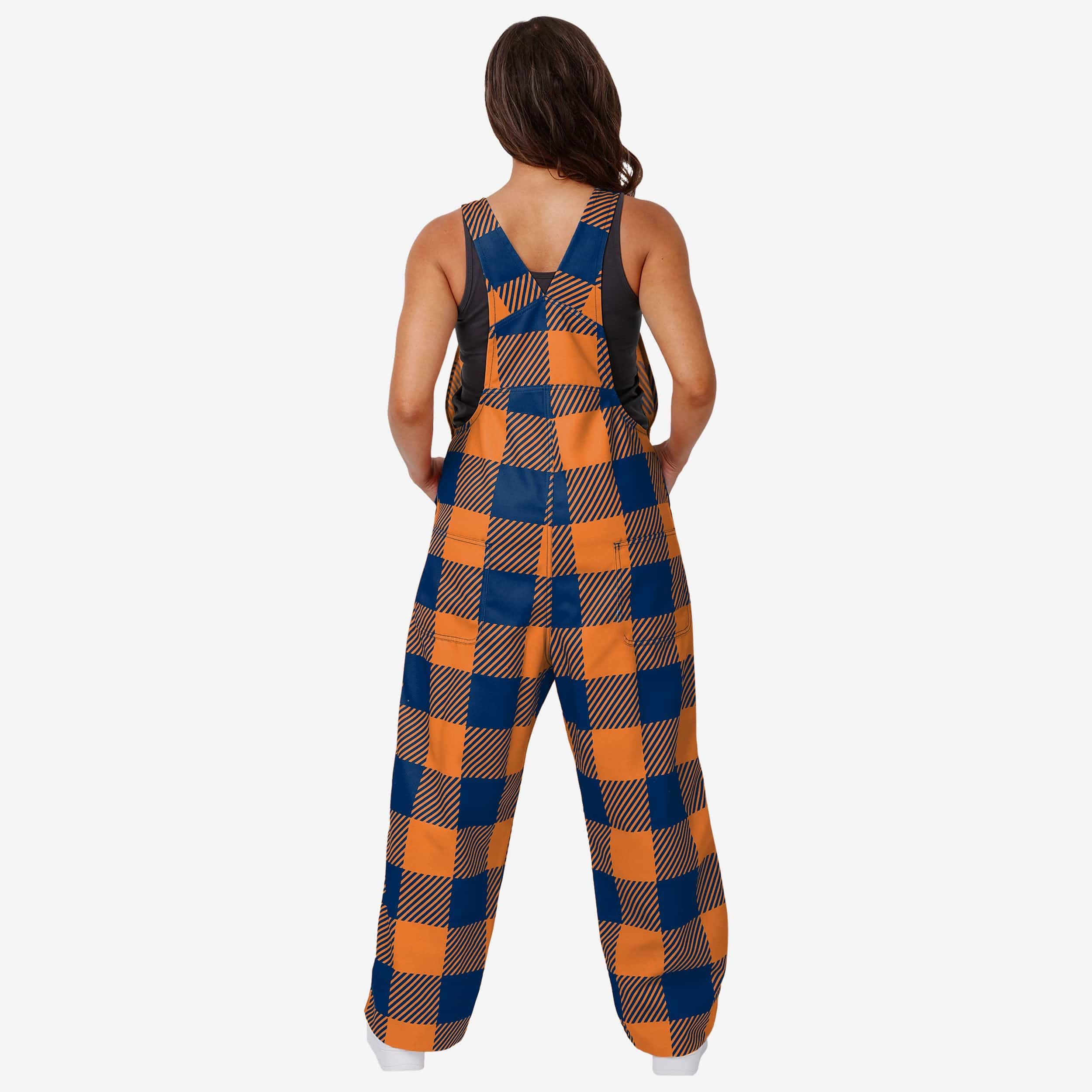 Denver Broncos Womens Plaid Bib Overalls