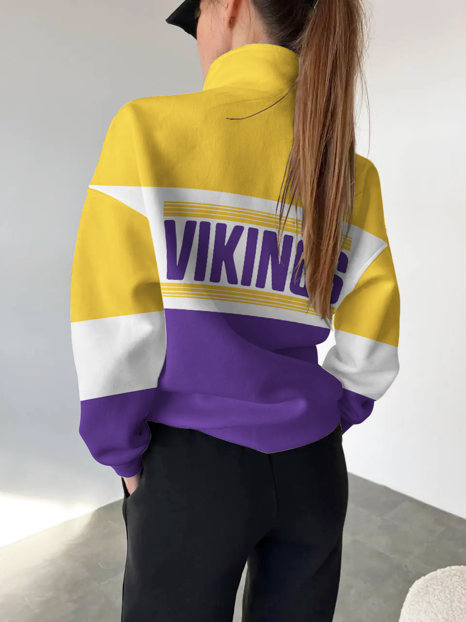 Minnesota Vikings 2025 New Design Casual Snap  Mockneck Pullover