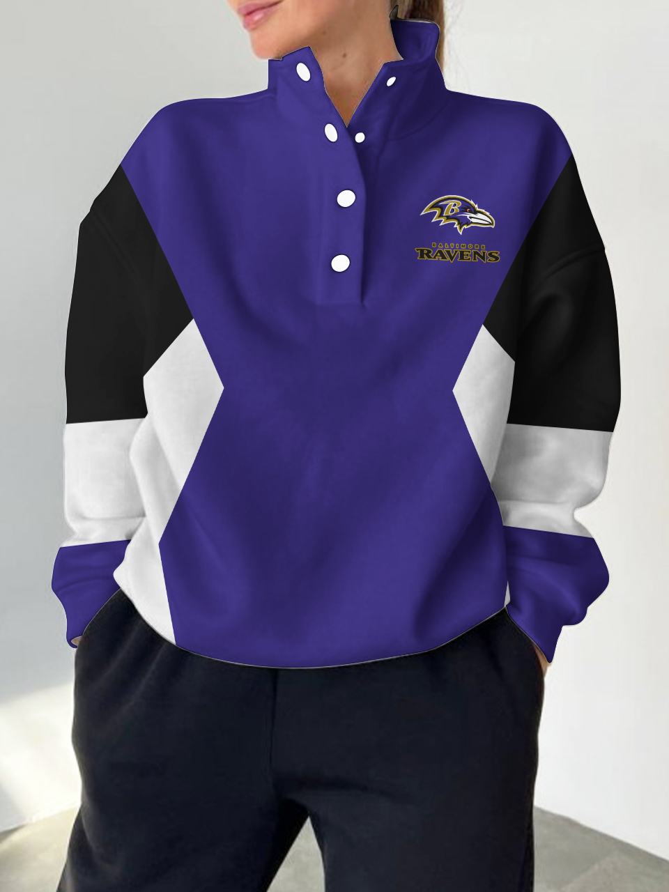 Baltimore Ravens 2025 New Design Casual Snap  Mockneck Pullover